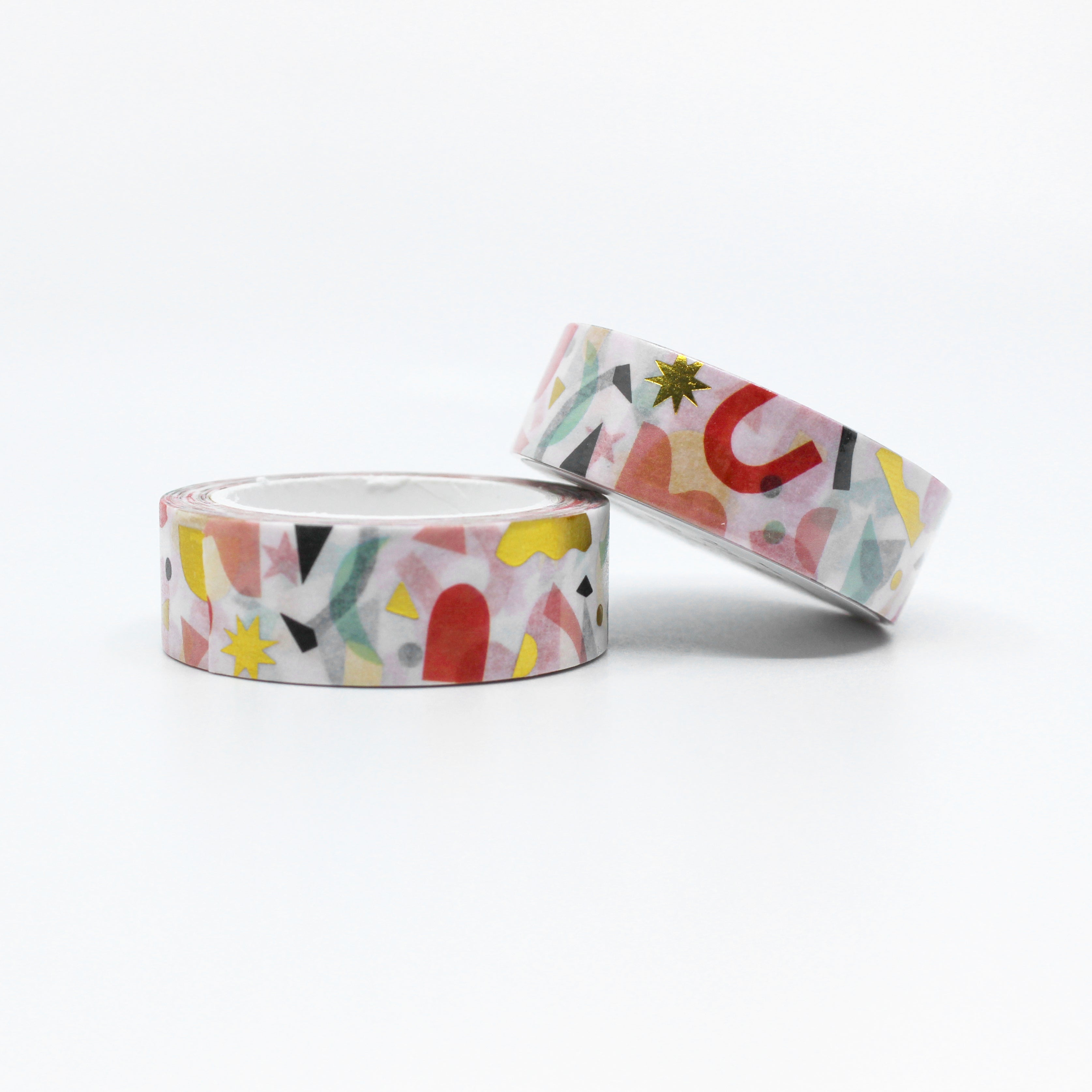 This is a photo of two modern confetti washi tapes for journaling and crafts from BBB Supplies.