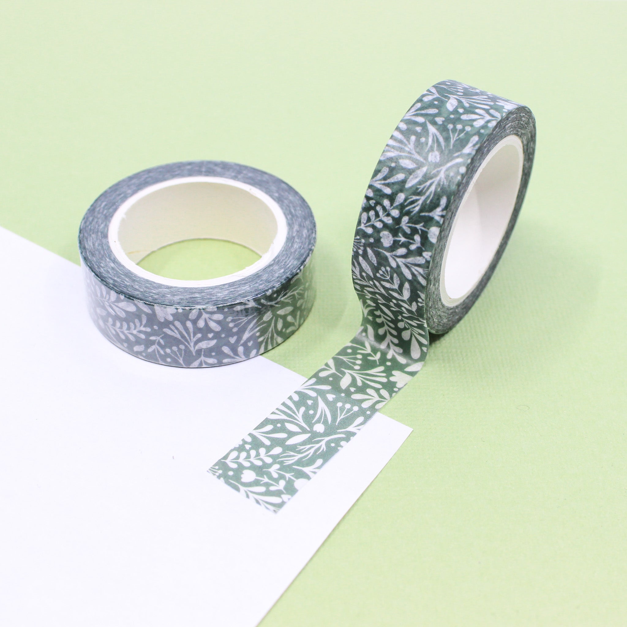 This is a green vines pattern washi tape from BBB Supplies Craft Shop