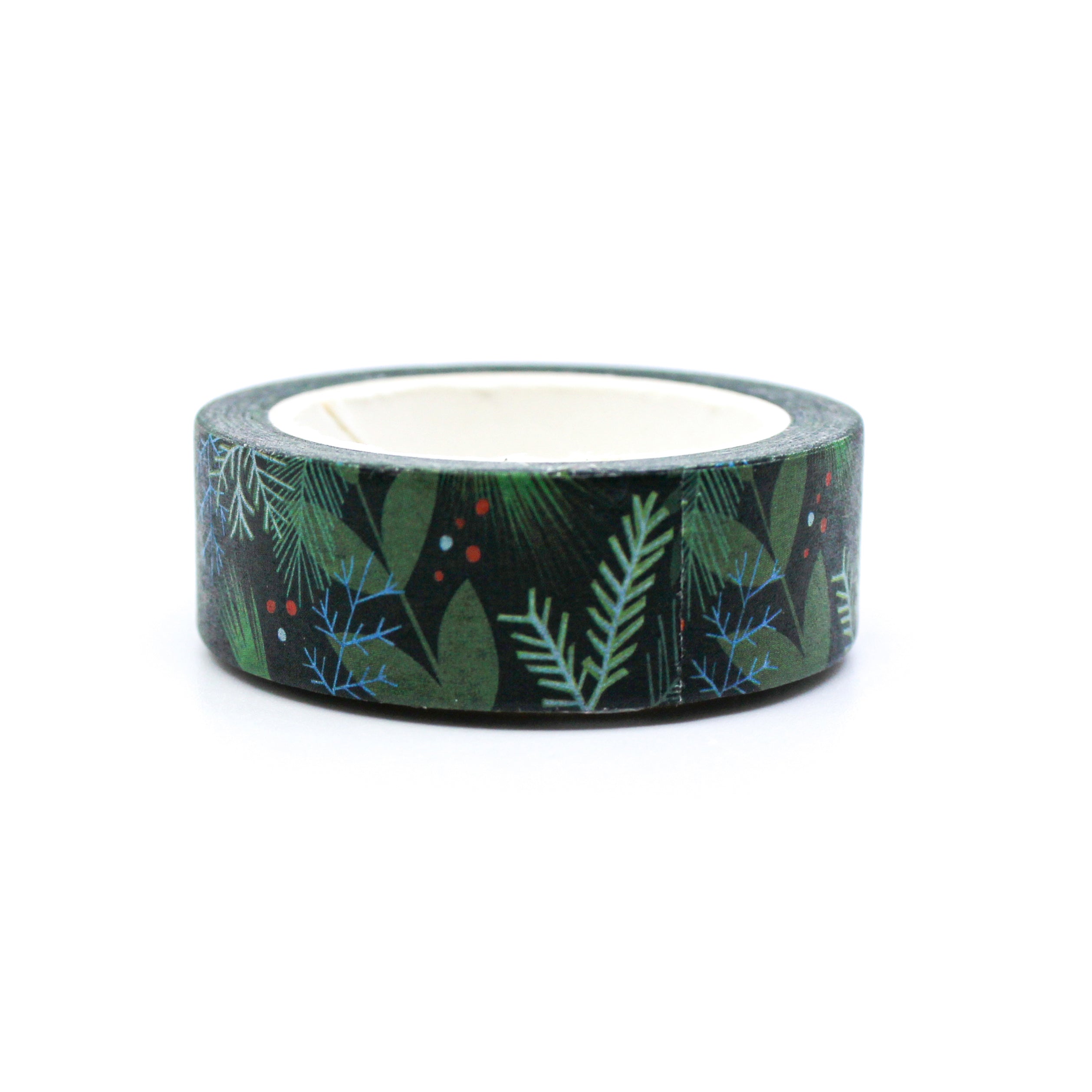 This is a view of green foil washi Holiday garland pattern paper tape from BBB Supplies Craft Shop