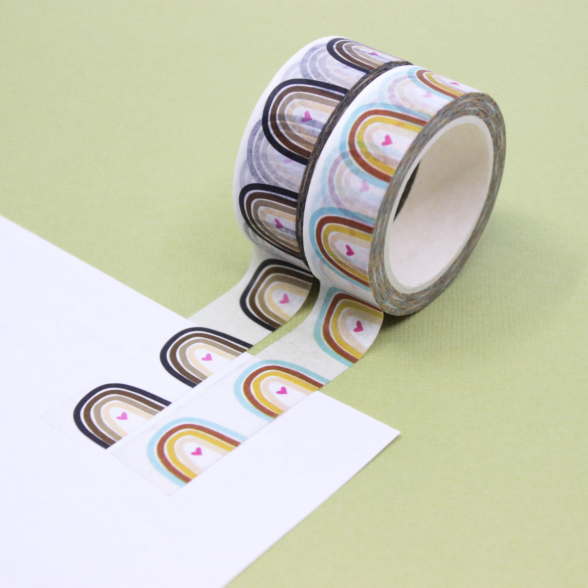 Colorful Pastel Rainbow Hearts Washi, Planner Tapes
