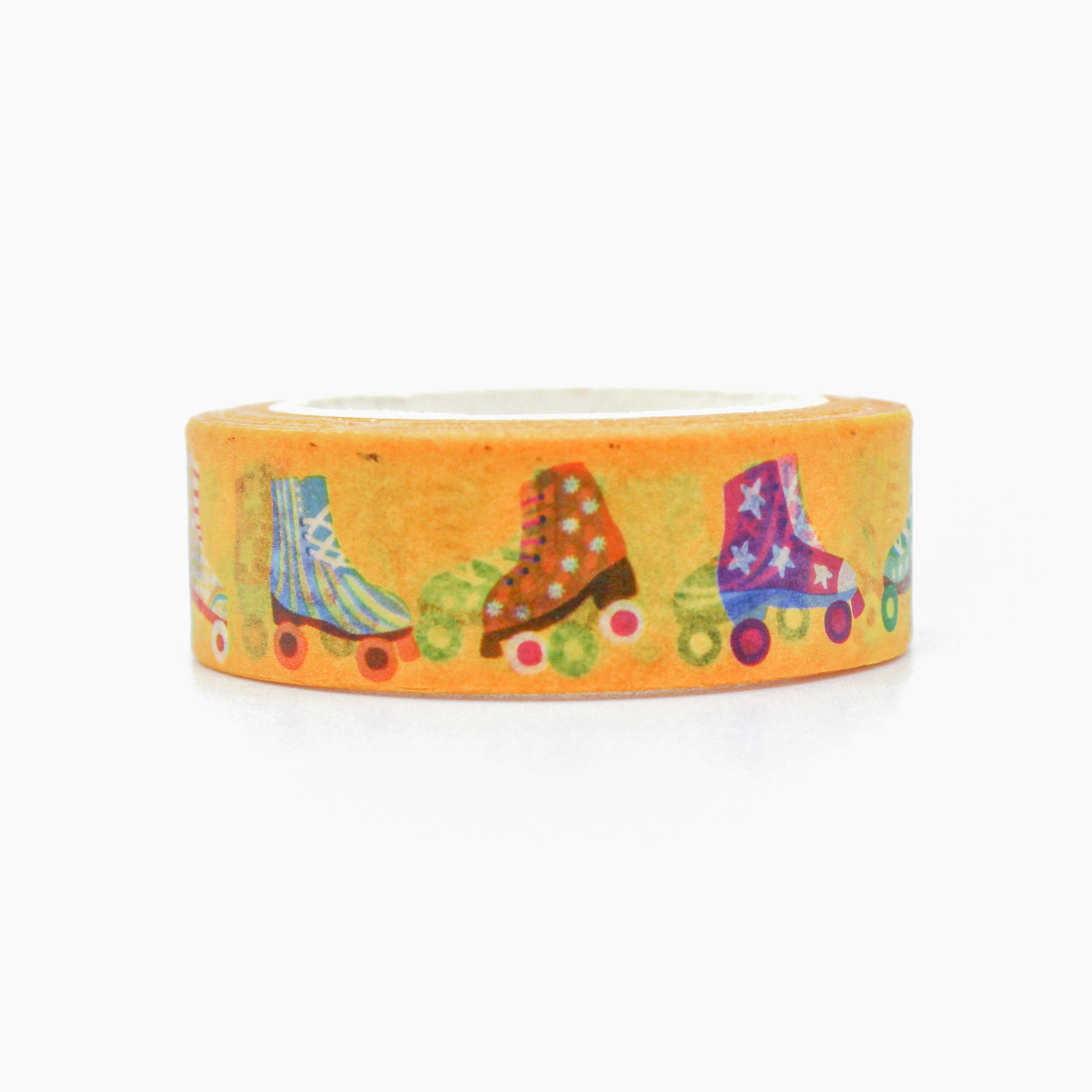 This is a fashionable retro roller skates themed view of washi tape from BBB Supplies Craft Shop