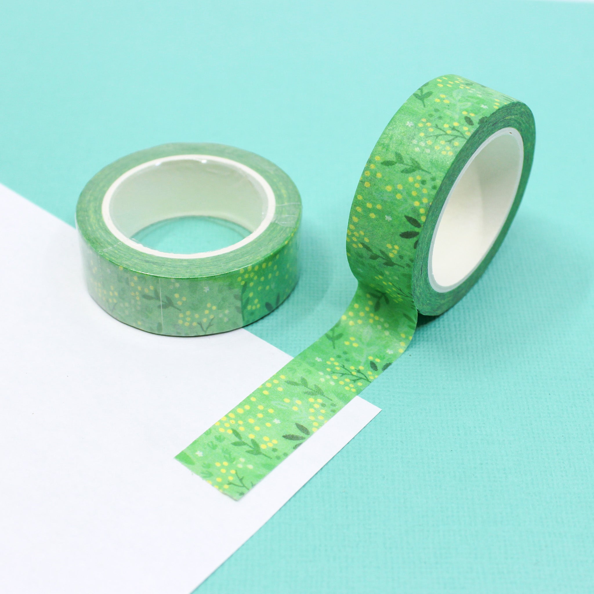 This is a painterly green field scenery pattern washi tape from BBB Supplies Craft Shop