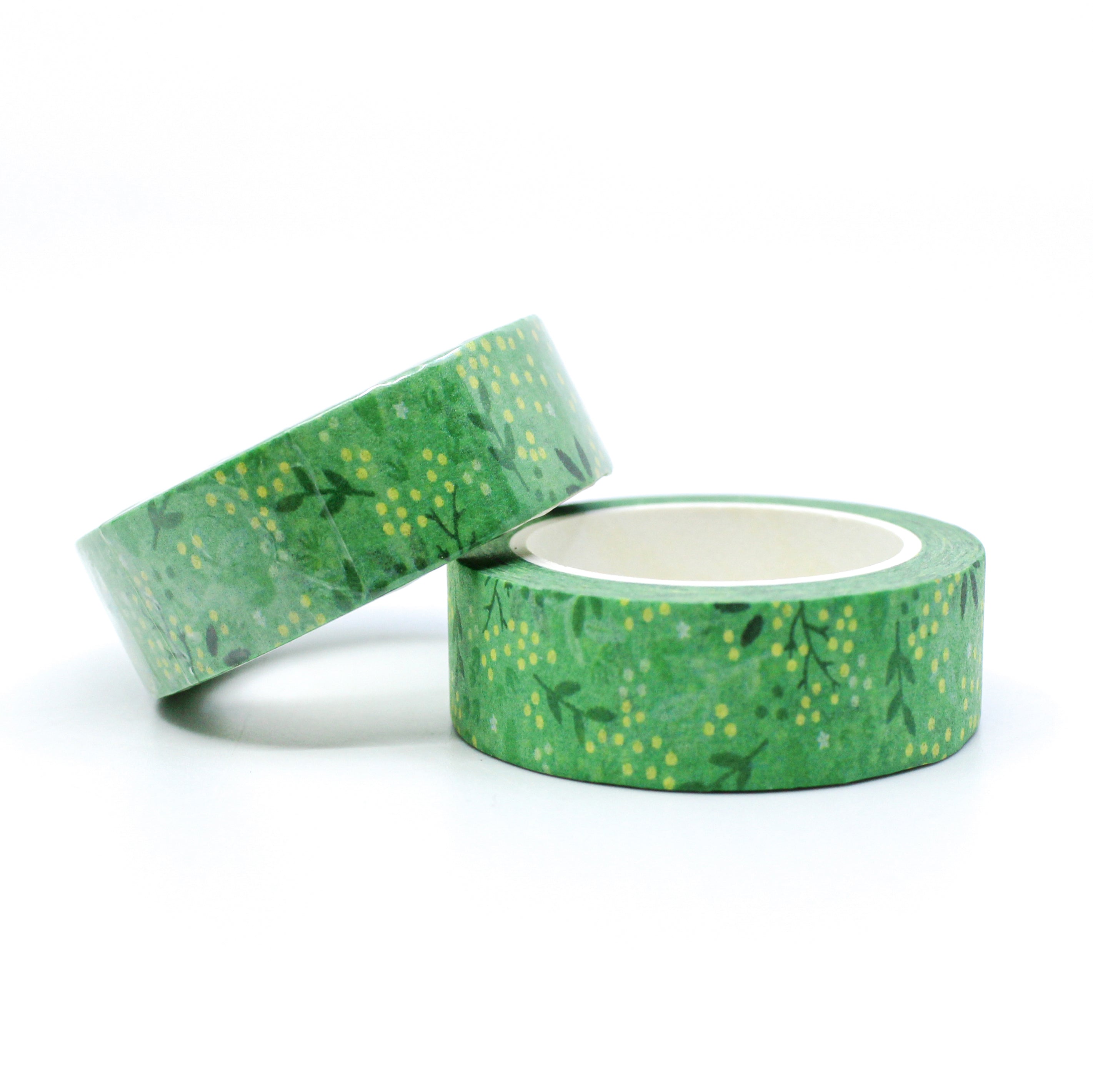 This is painterly green field pattern with flowers for Journal Supplies, Scrapbooking washi tapes from BBB Supplies Craft Shop