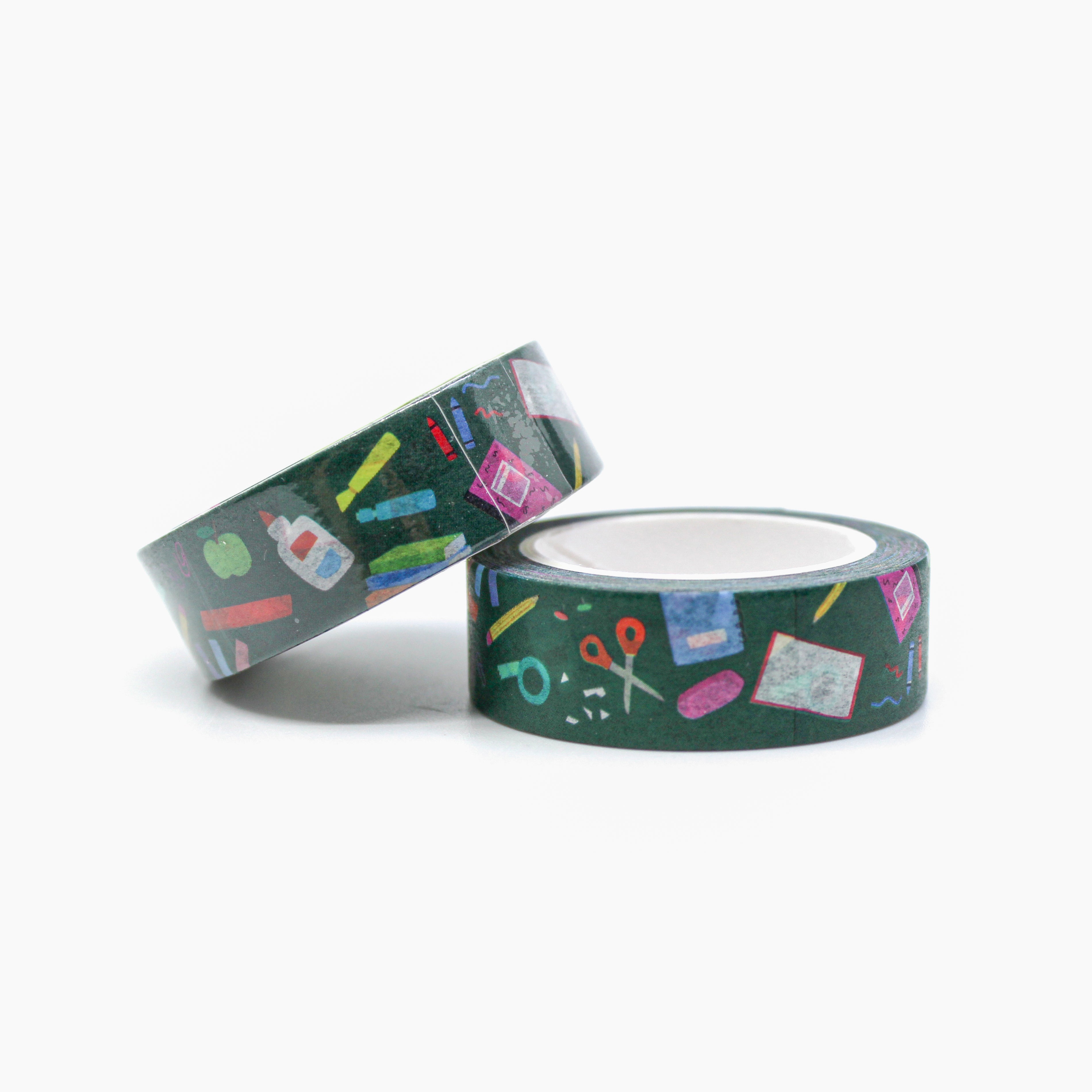 This is a roll of kid friendly school take that has a variety school supplies washi tapes from BBB Supplies Craft Shop