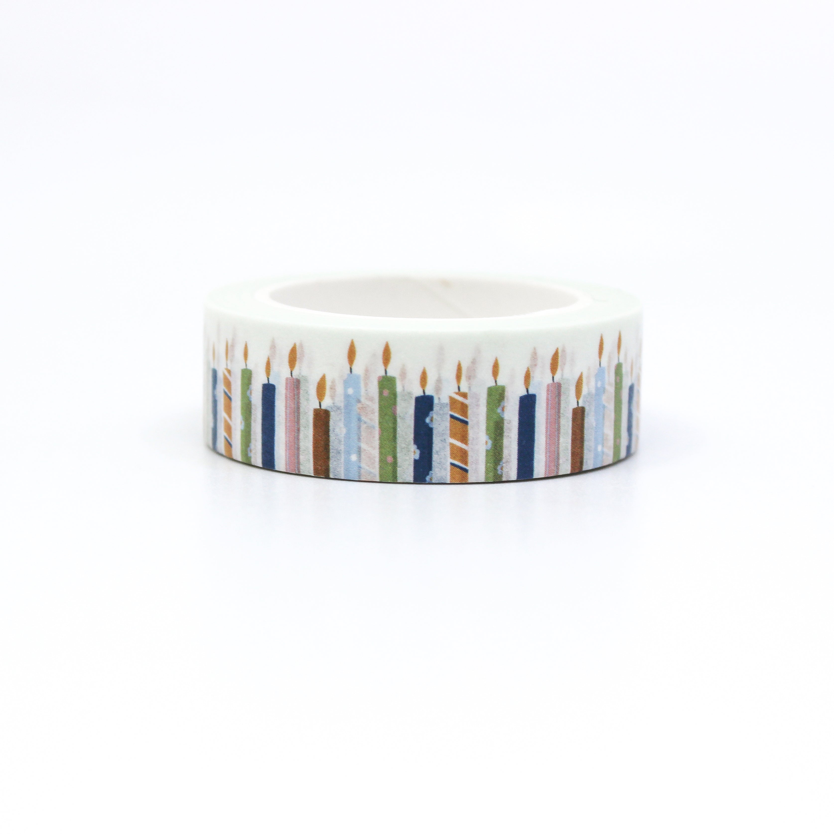 This shows thin celebrations Birthday party candles pattern themed view of washi tape from BBB Supplies Craft Shop