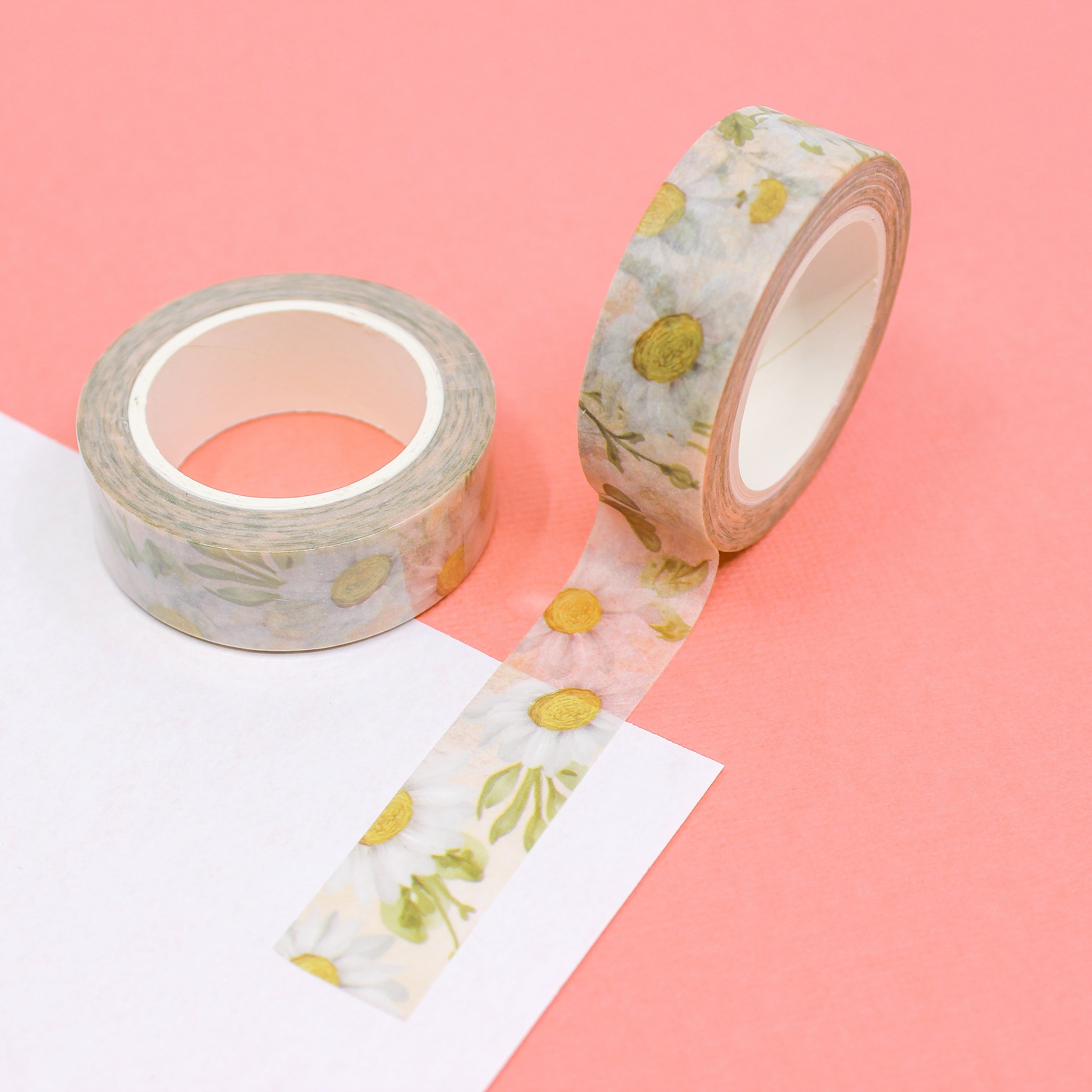 This is a pink daisy themed washi tape from BBB Supplies Craft Shop