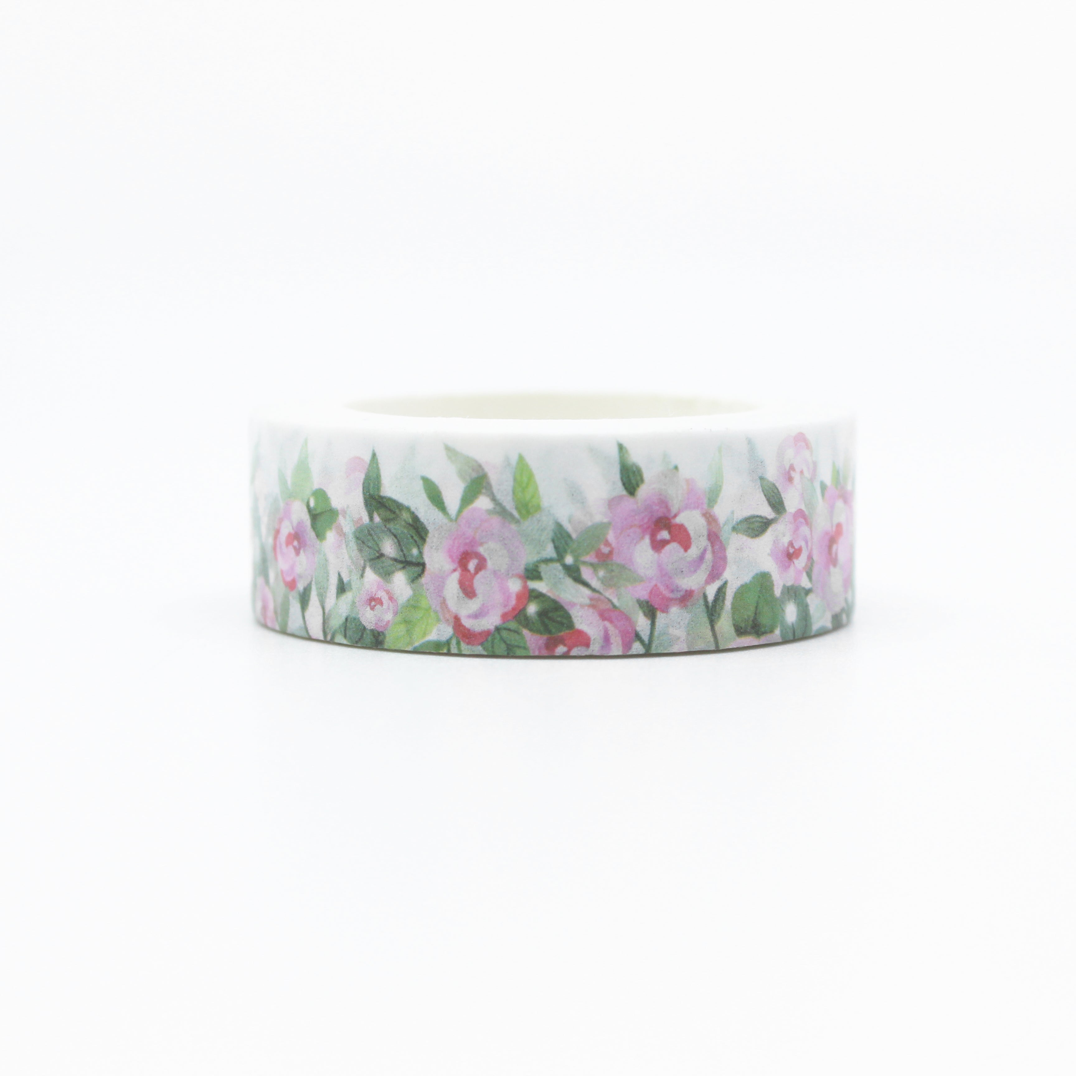 This is a view of pretty pink roses flower collections pattern washi tape from BBB Supplies Craft Shop