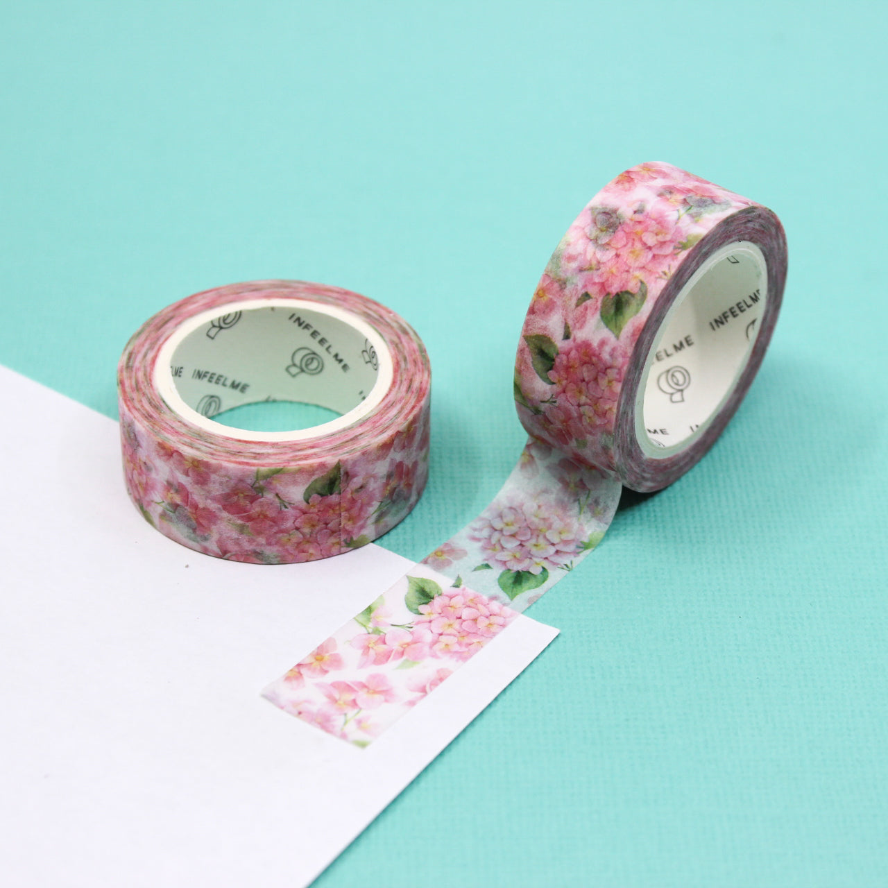 This pretty pink Hydrangea flower tape is a vibrant blooming floral pattern that is perfect for your BUJO and craft projects. Spring is in the air with this gorgeous tape. This tape is sold at BBB Supplies Craft Shop.