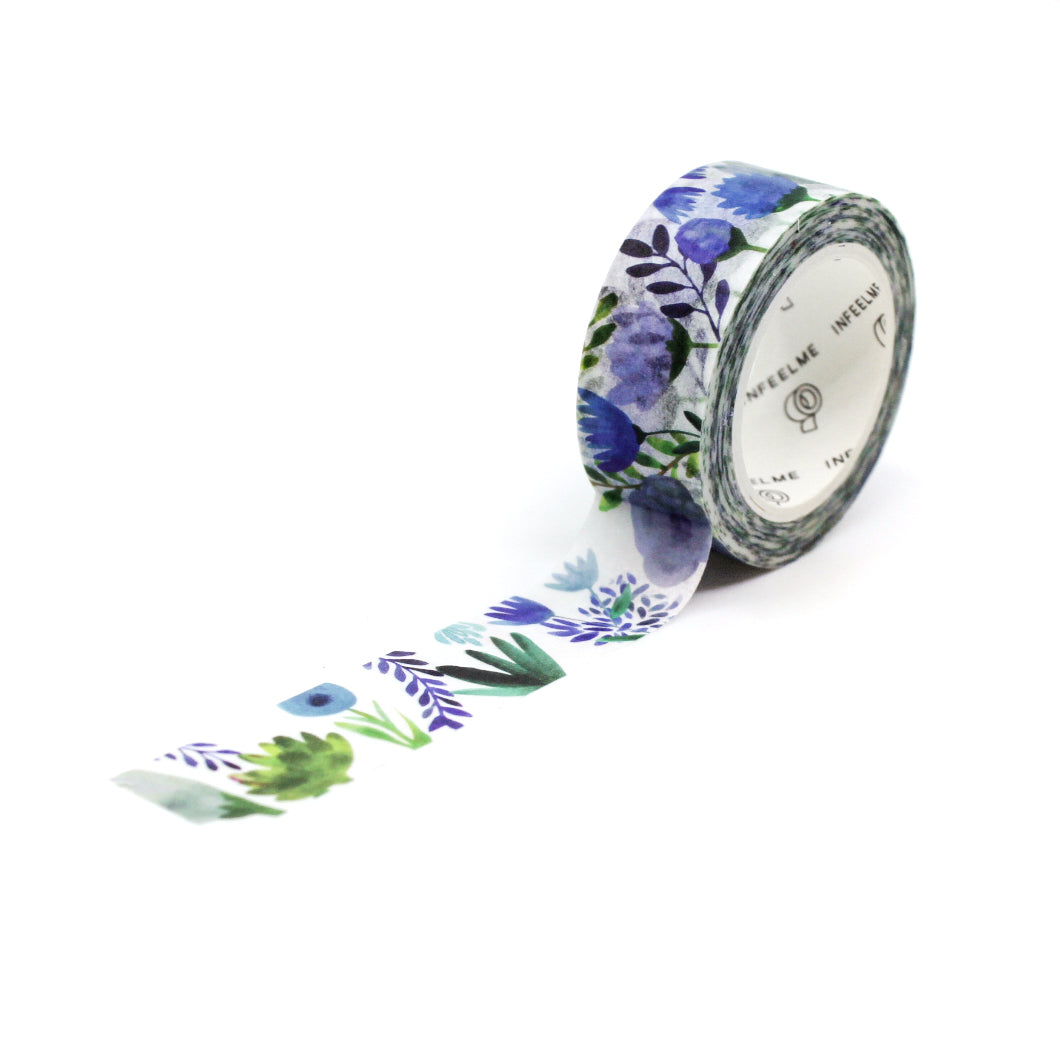 This pretty purple and blue flower tape is a vibrant floral pattern that is perfect for your BUJO and craft projects. Spring is in the air with this gorgeous tape. This tape is sold at BBB Supplies Craft Shop.
