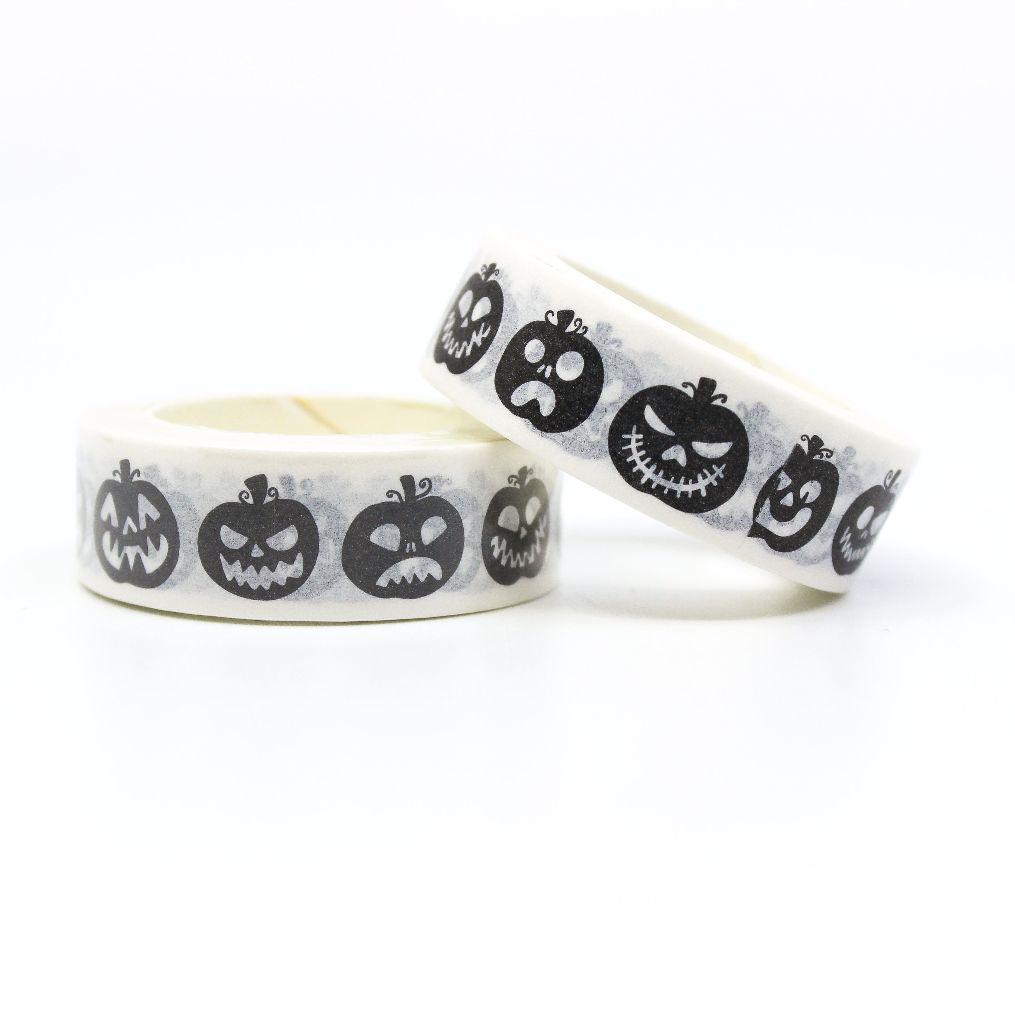 This is a picture of black and white Halloween Jack-o-lantern pumpkin Washi Tapes from BBB Supplies Craft Shop.