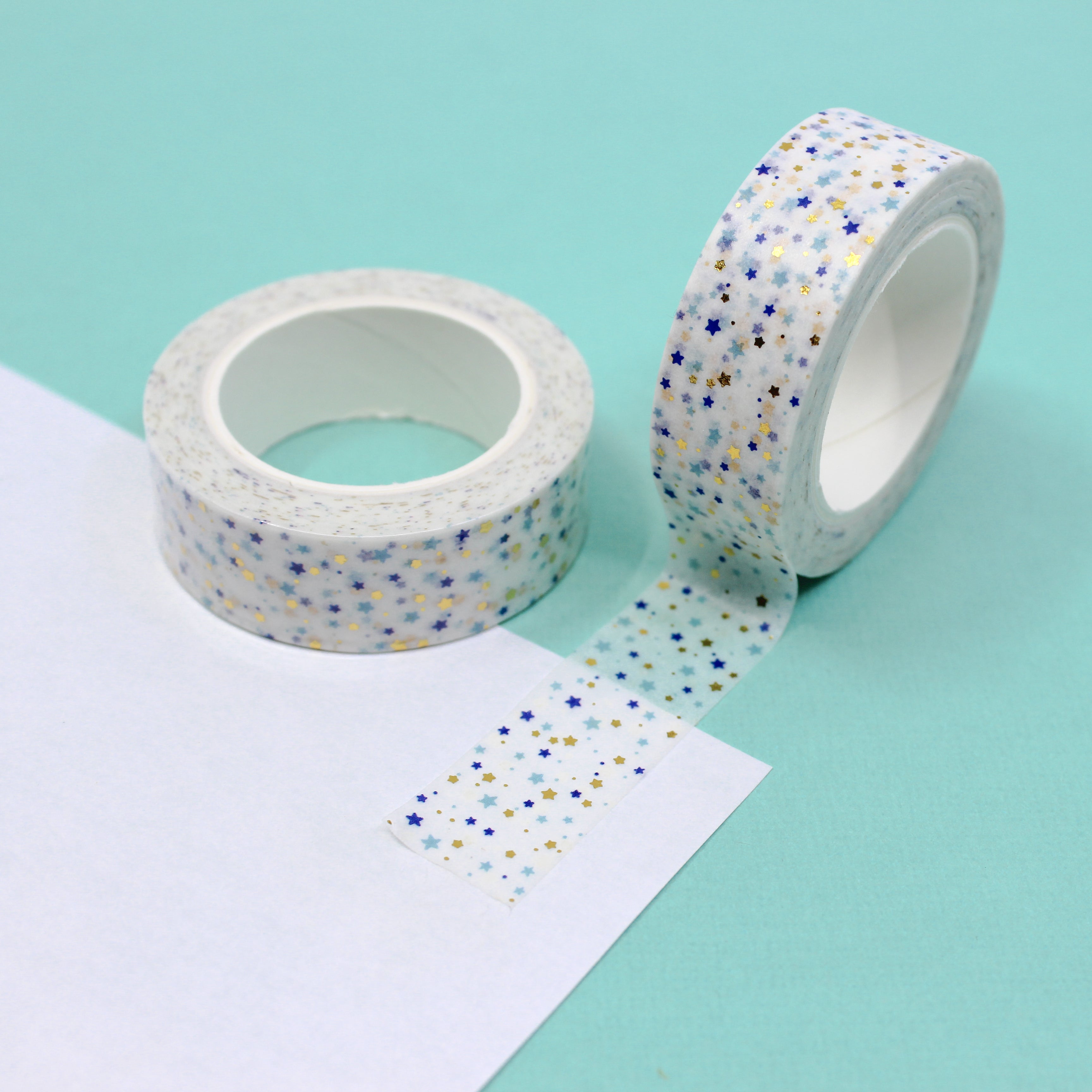 Blue and Yellow with Foil Fireworks Washi Tape