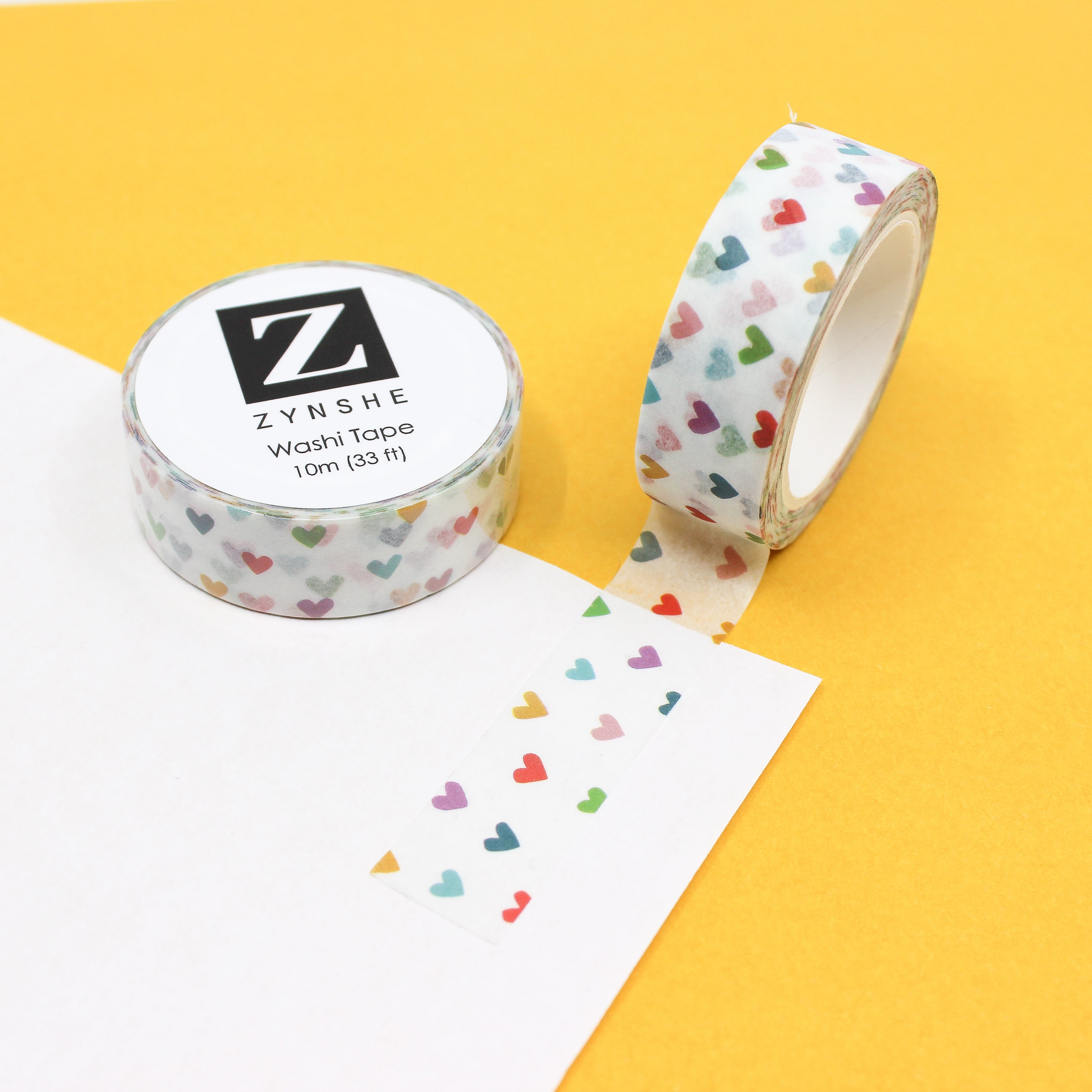 This is a fun and colorful tiny rainbow hearts washi tape from BBB Supplies craft and journaling shop.