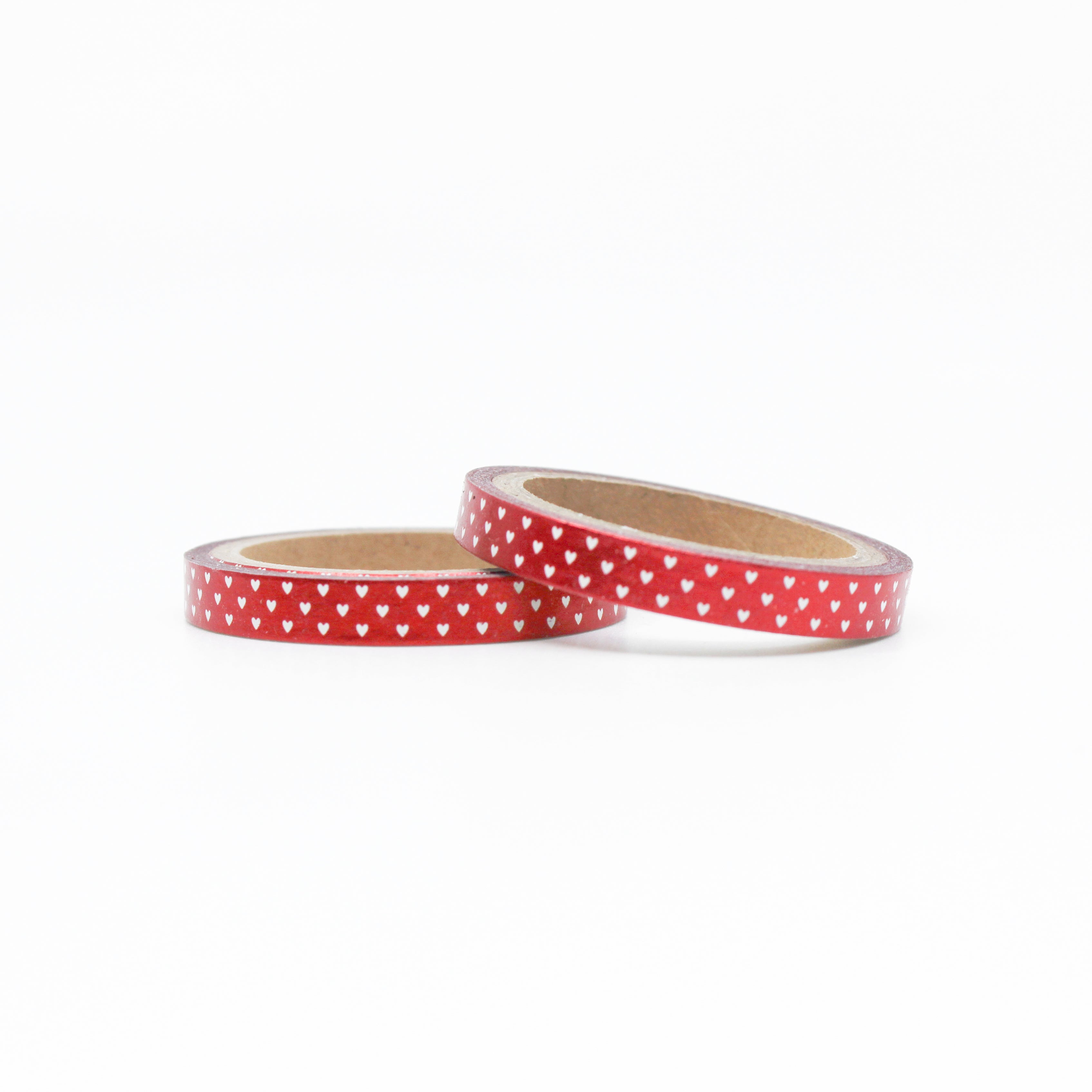 This is a roll of foil tiny hearts with red background washi tapes from BBB Supplies Craft Shop