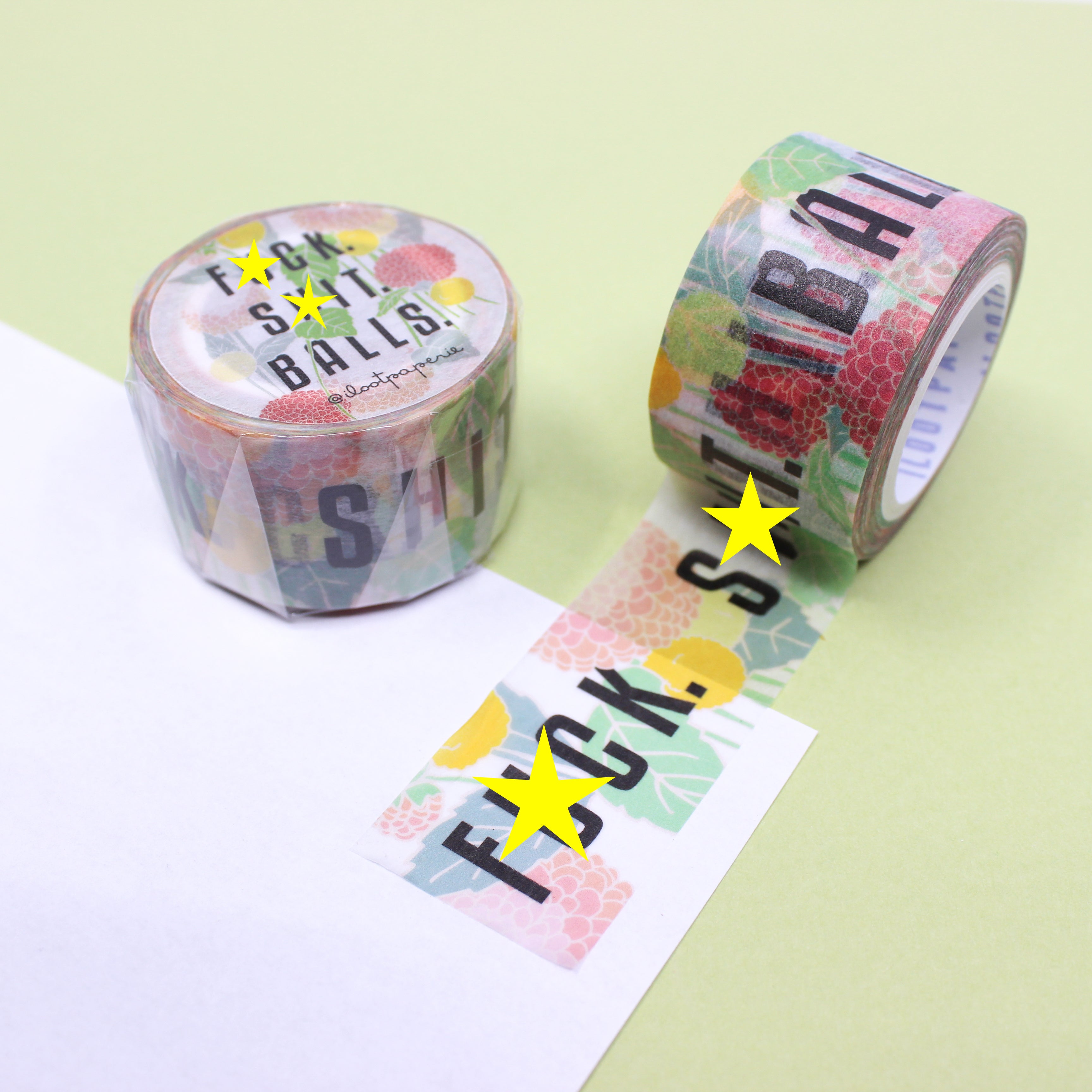 This photo is of a decorative floral washi tape with dirty words on it by I Loot Paperie and sold by BBB Supplies