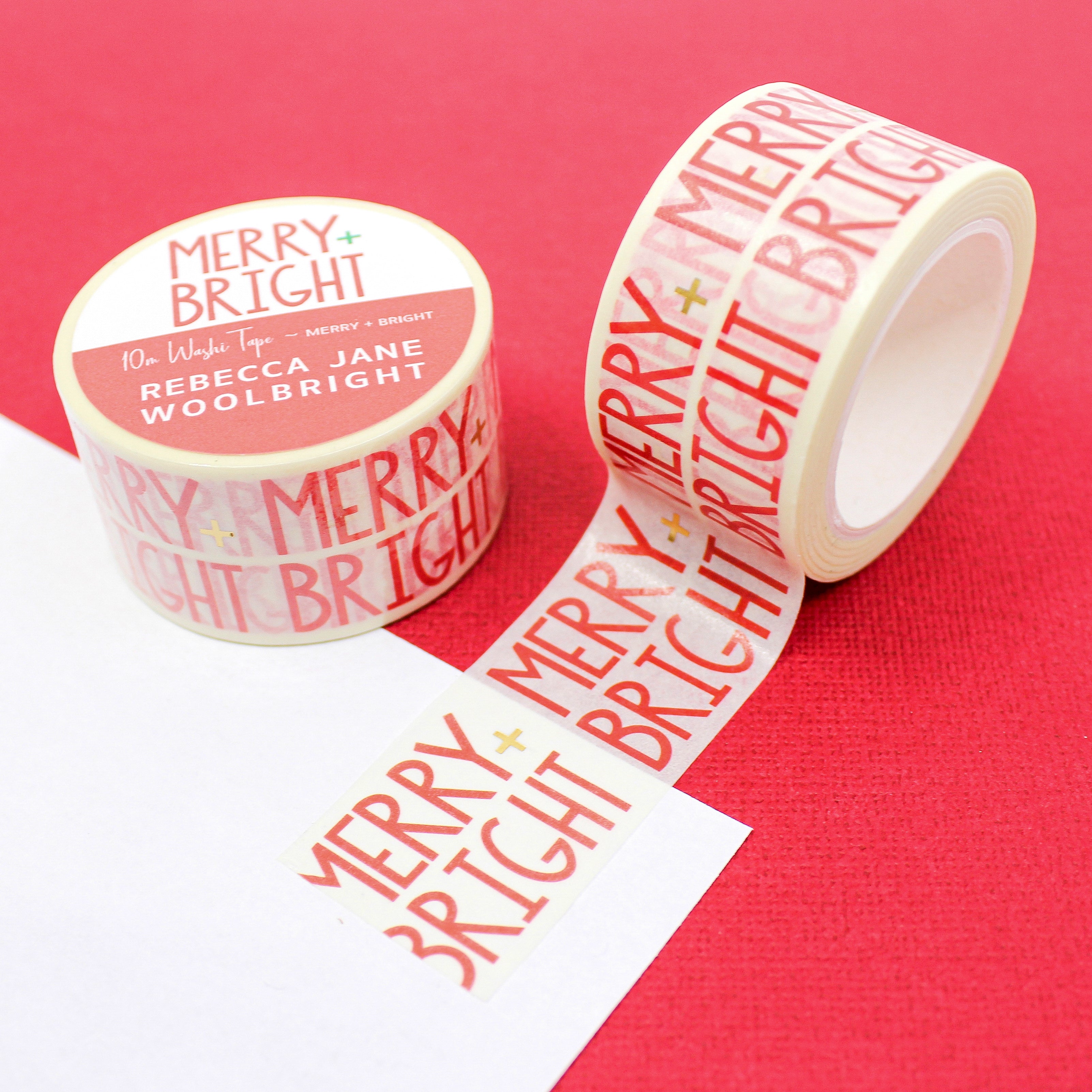 This is a red merry and bright view themed washi tape from BBB Supplies Craft Shop