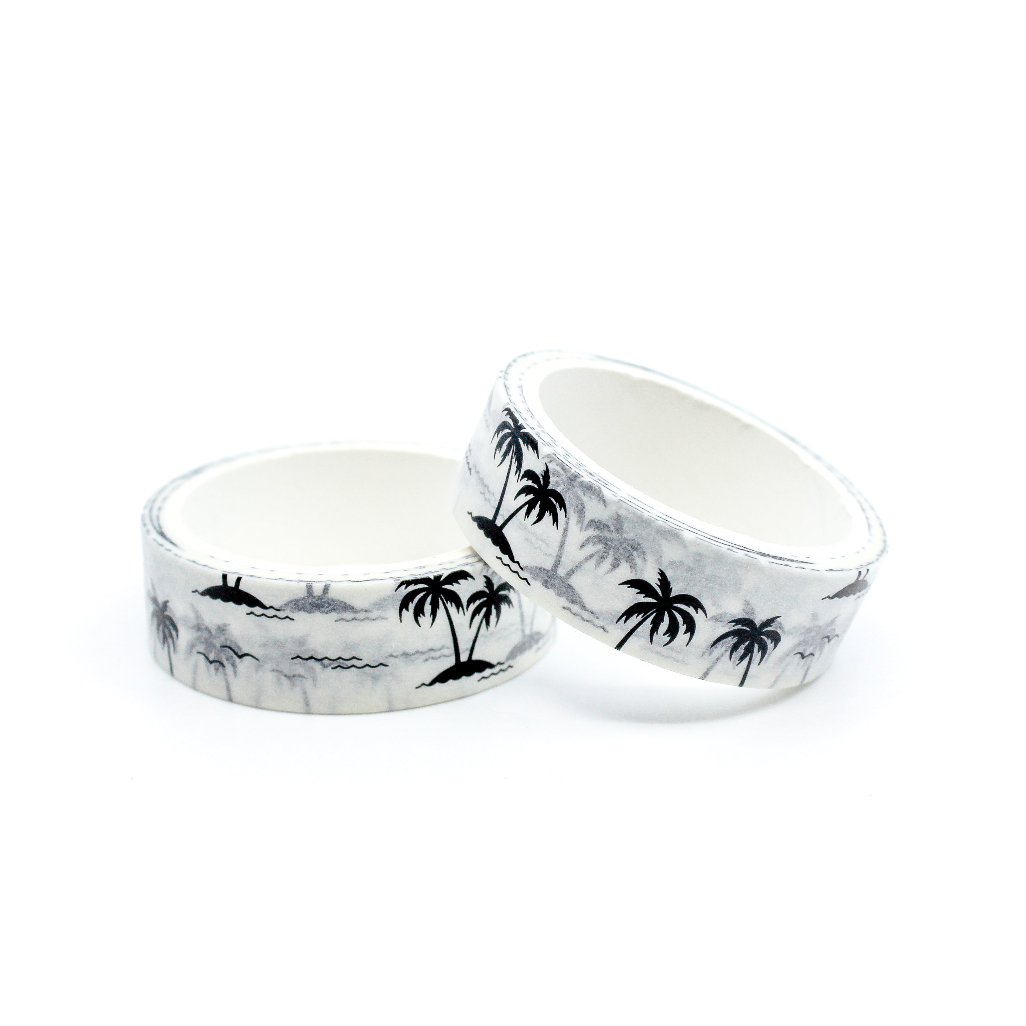 This is a cute white and black palm tree in California ocean beach washi tapes from BBB Supplies Craft Shop