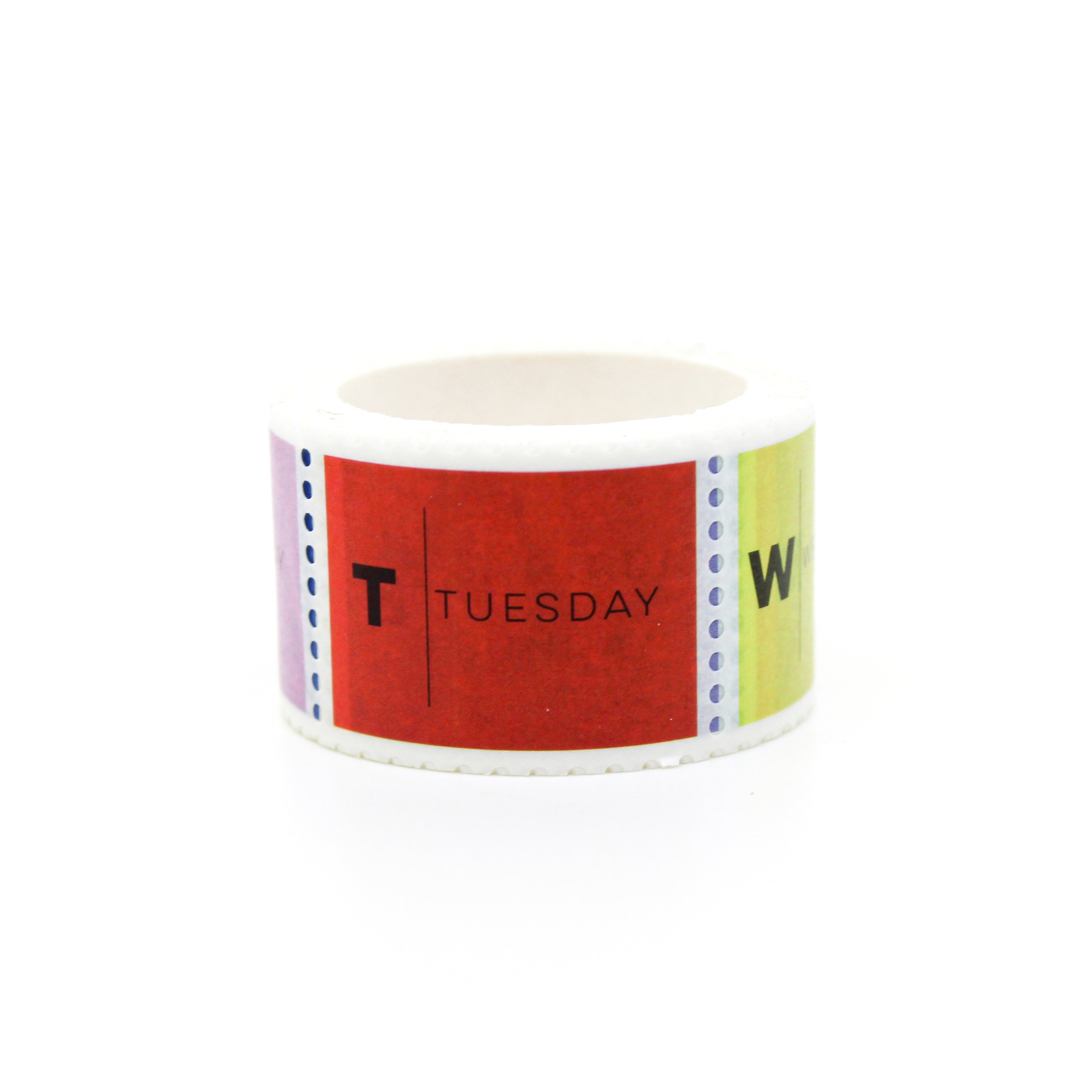 This is a view of primary color days of the week stamps washi tape from BBB Supplies Craft Shop