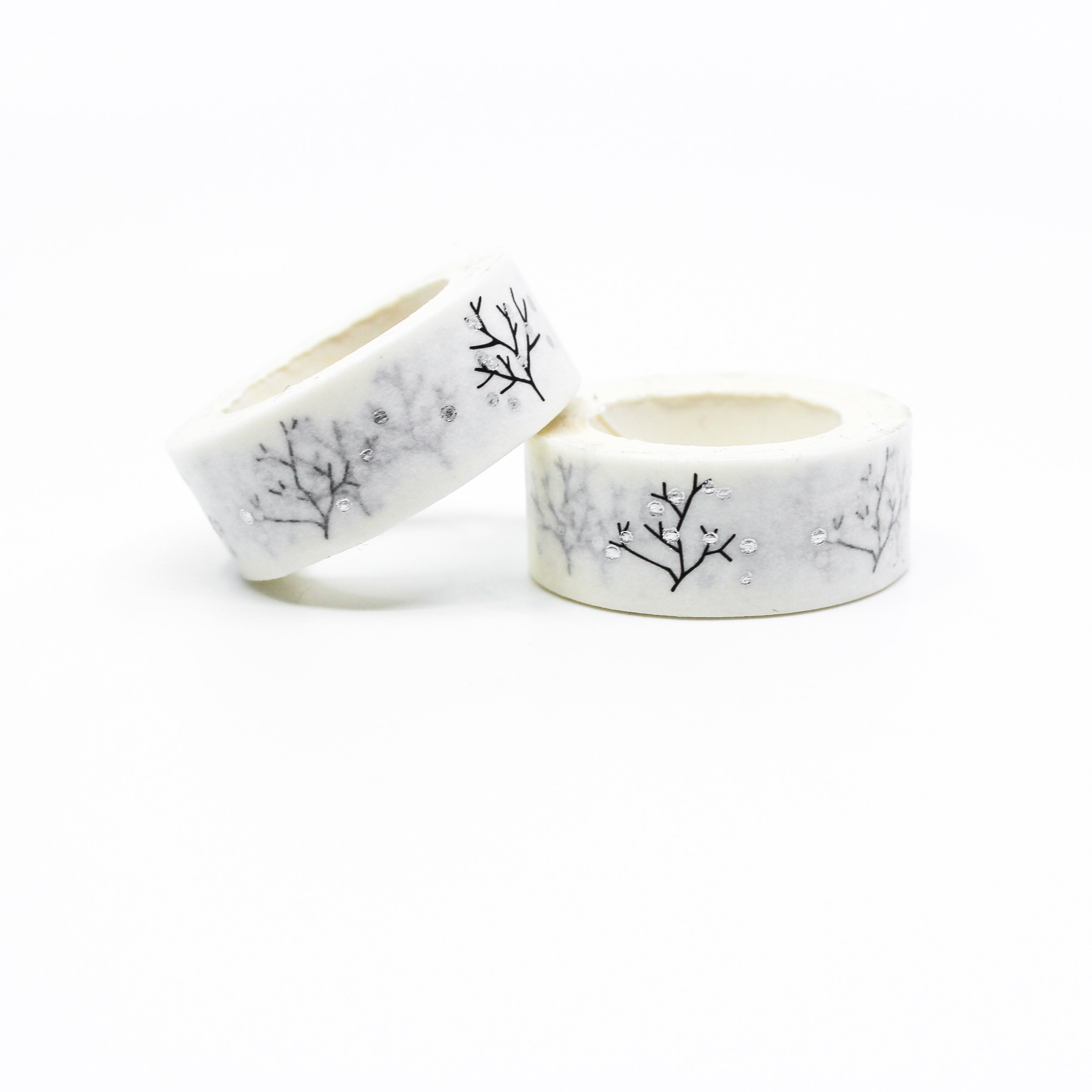 This is a black sprig with  silver color of leaves washi tapes from BBB Supplies Craft Shop
