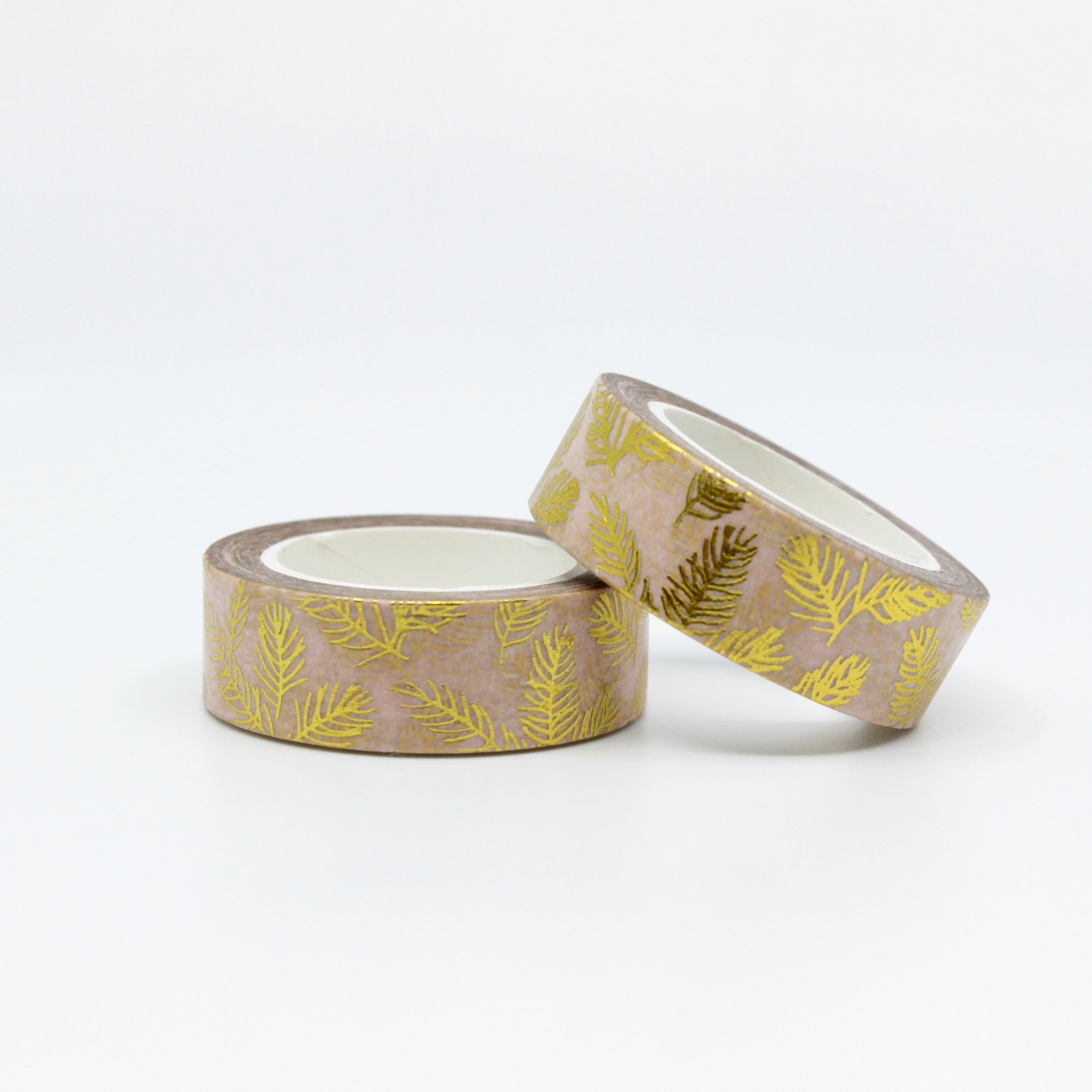 This is a roll of gold and yellow pine cone leaves washi tapes from BBB Supplies Craft Shop