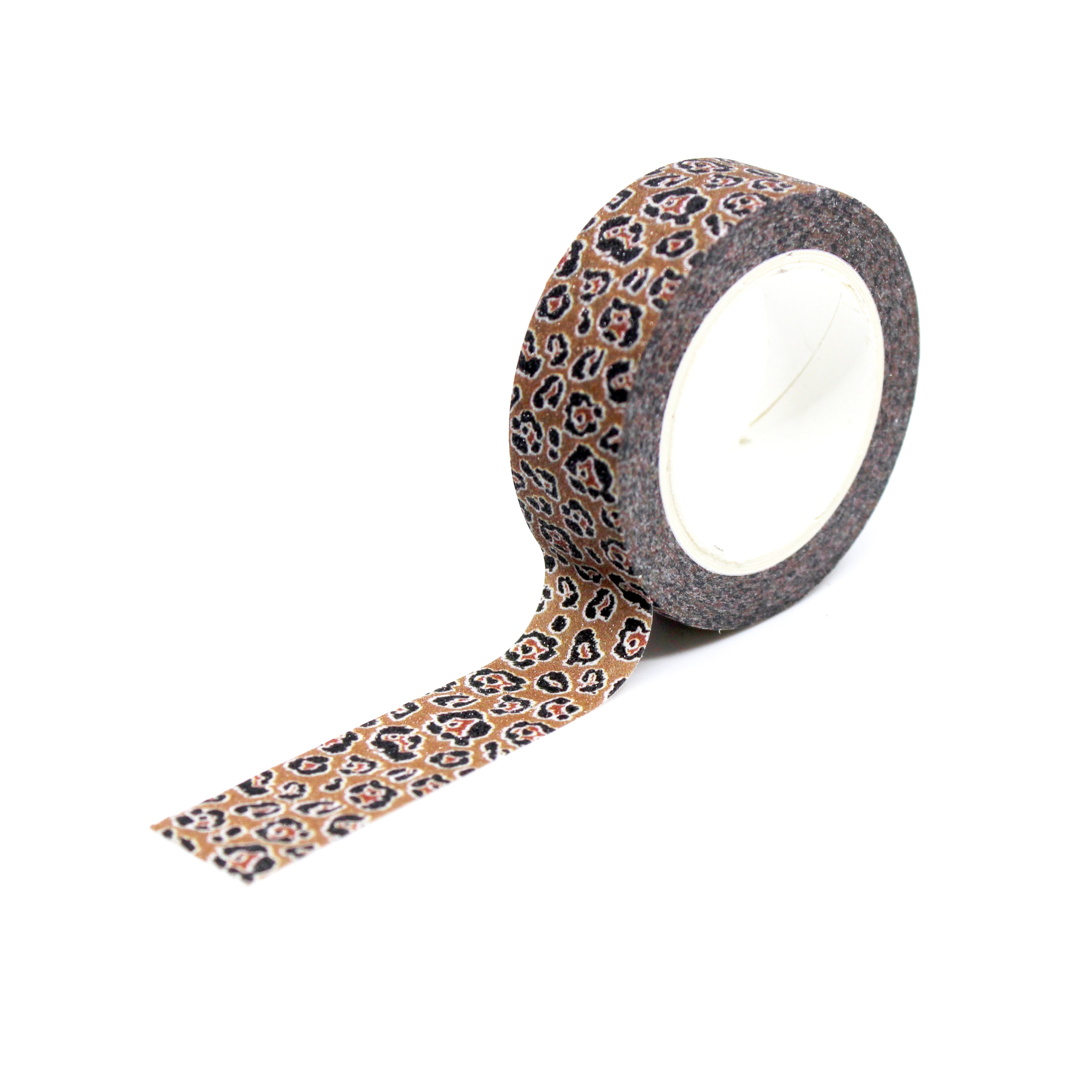 This is a full pattern repeat view of brownish leopard skin style washi tape from BBB Supplies Craft Shop