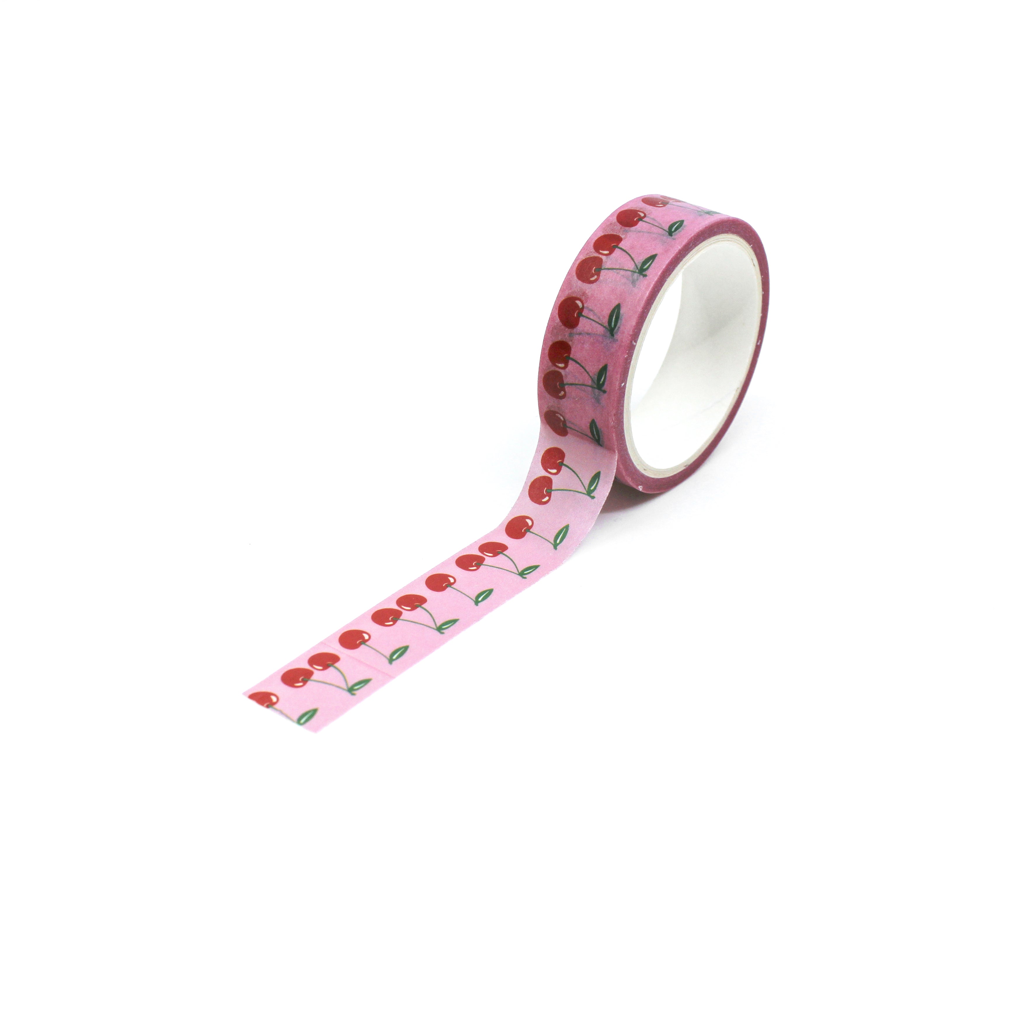 This is a full pattern repeat view of red cherry washi tape BBB Supplies Craft Shop