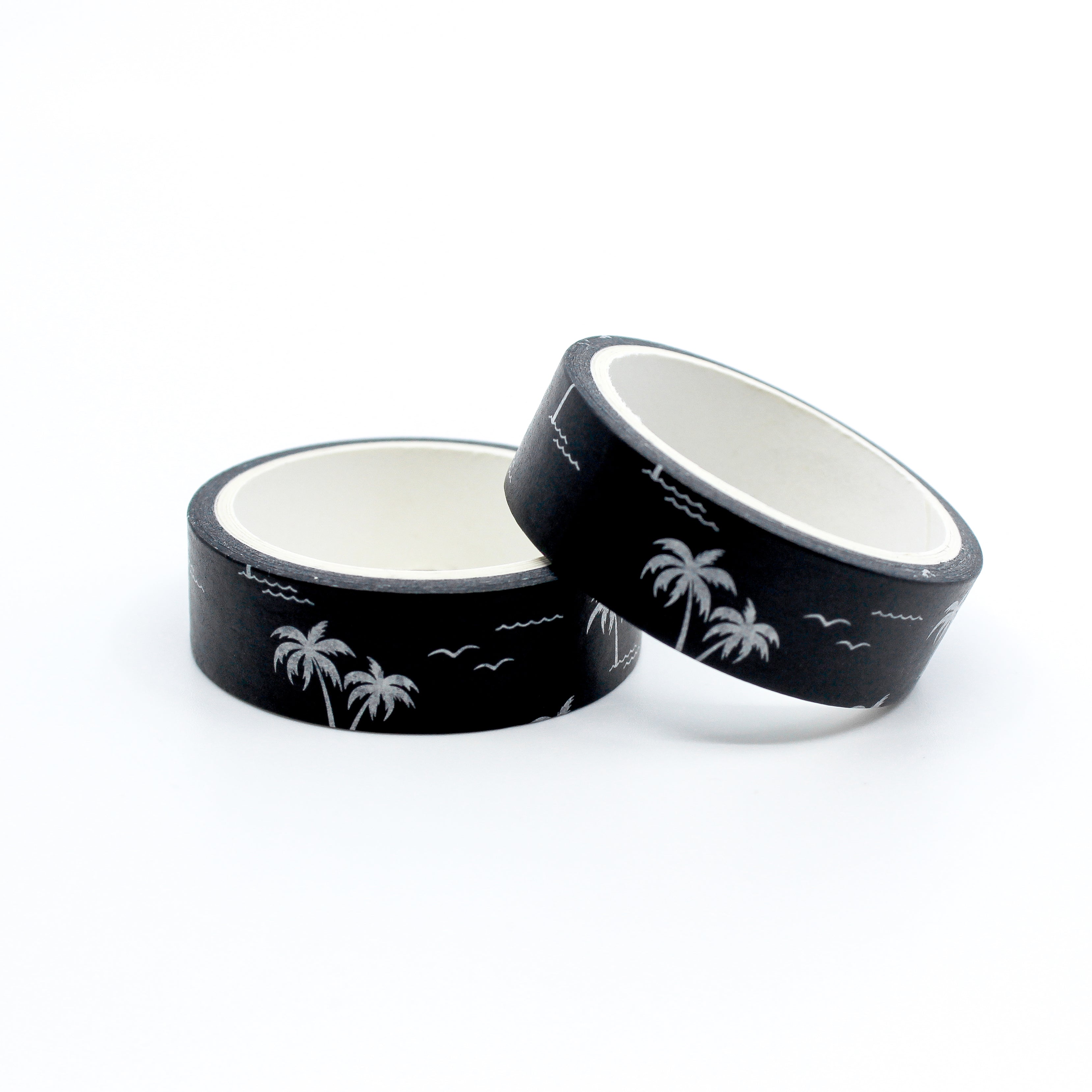 This is a cute white and black palm tree in California ocean beach washi tapes from BBB Supplies Craft Shop