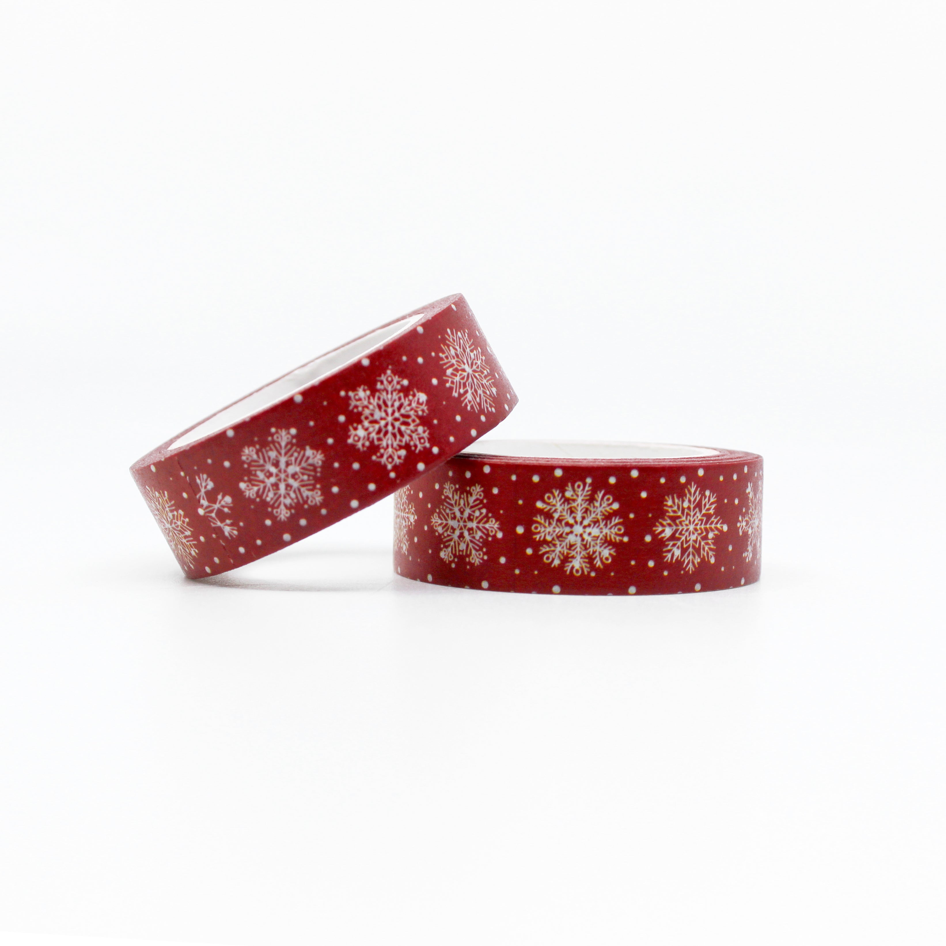 This is a roll of dark red and white snowflakes washi tapes from BBB Supplies Craft Shop