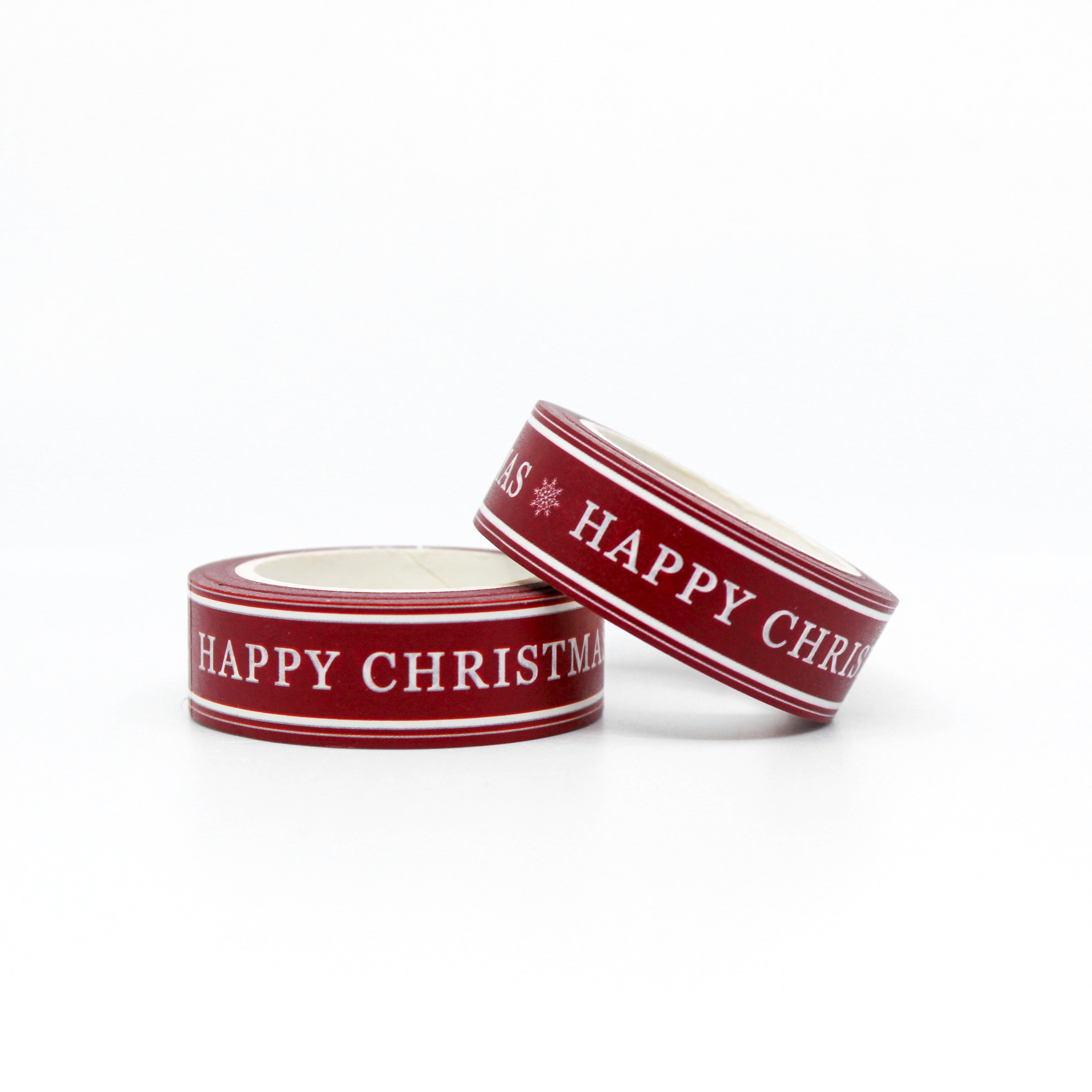 This is a roll of color red happy Christmas washi tapes from BBB Supplies Craft Shop
