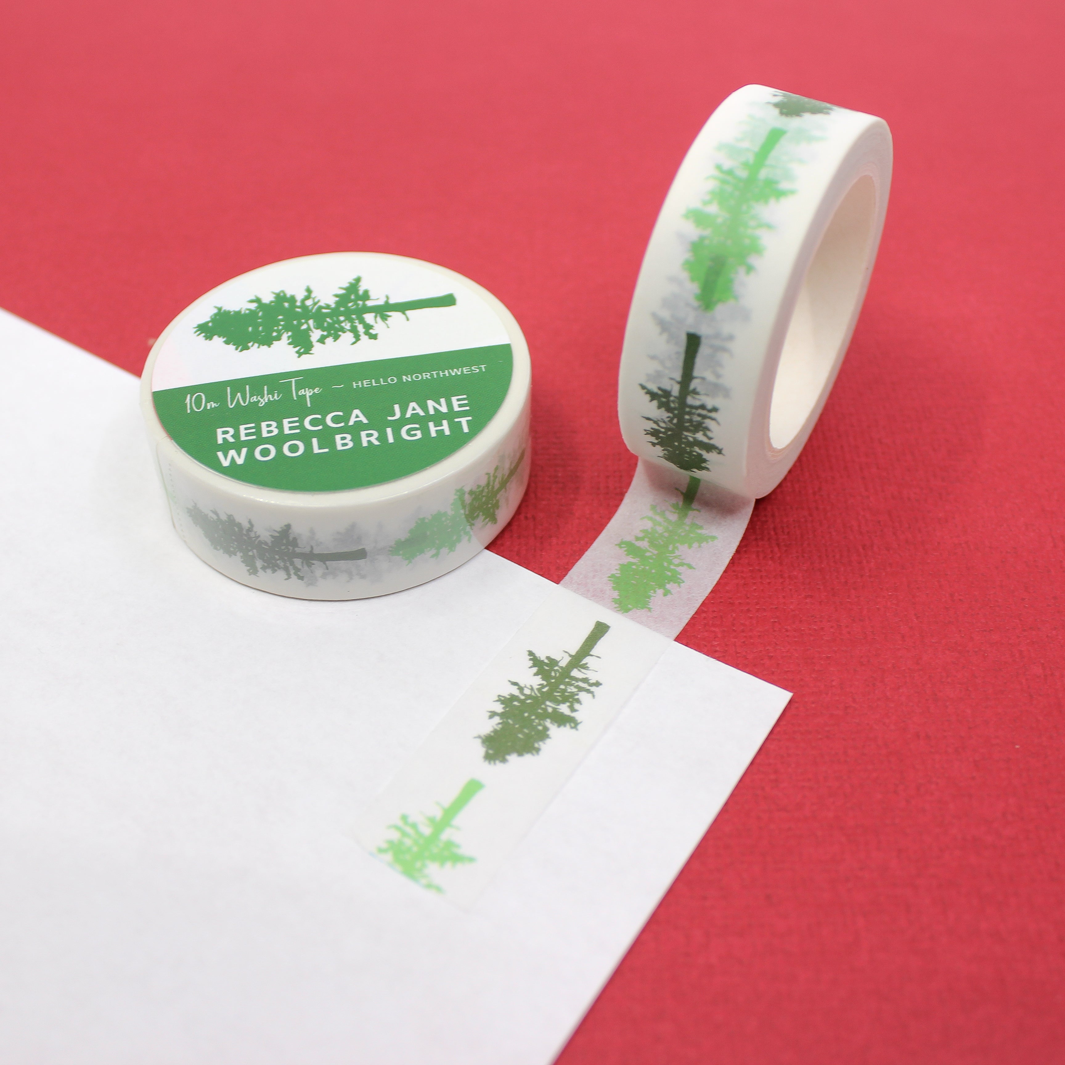 This is a green northwest pine trees view themed washi tape from BBB Supplies Craft Shop