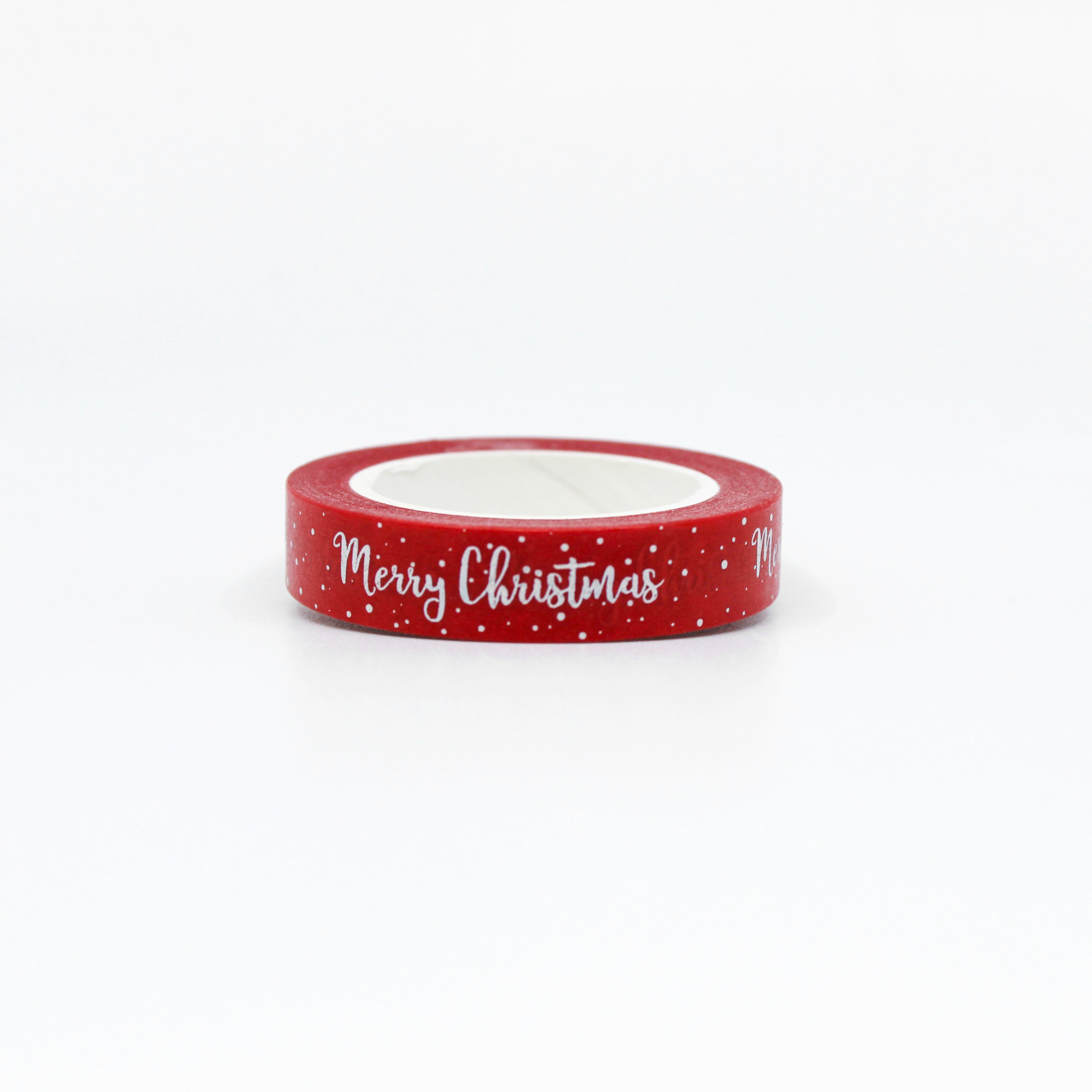 This is a cursive Merry Christmas phrase red washi tape from BBB Supplies Craft Shop