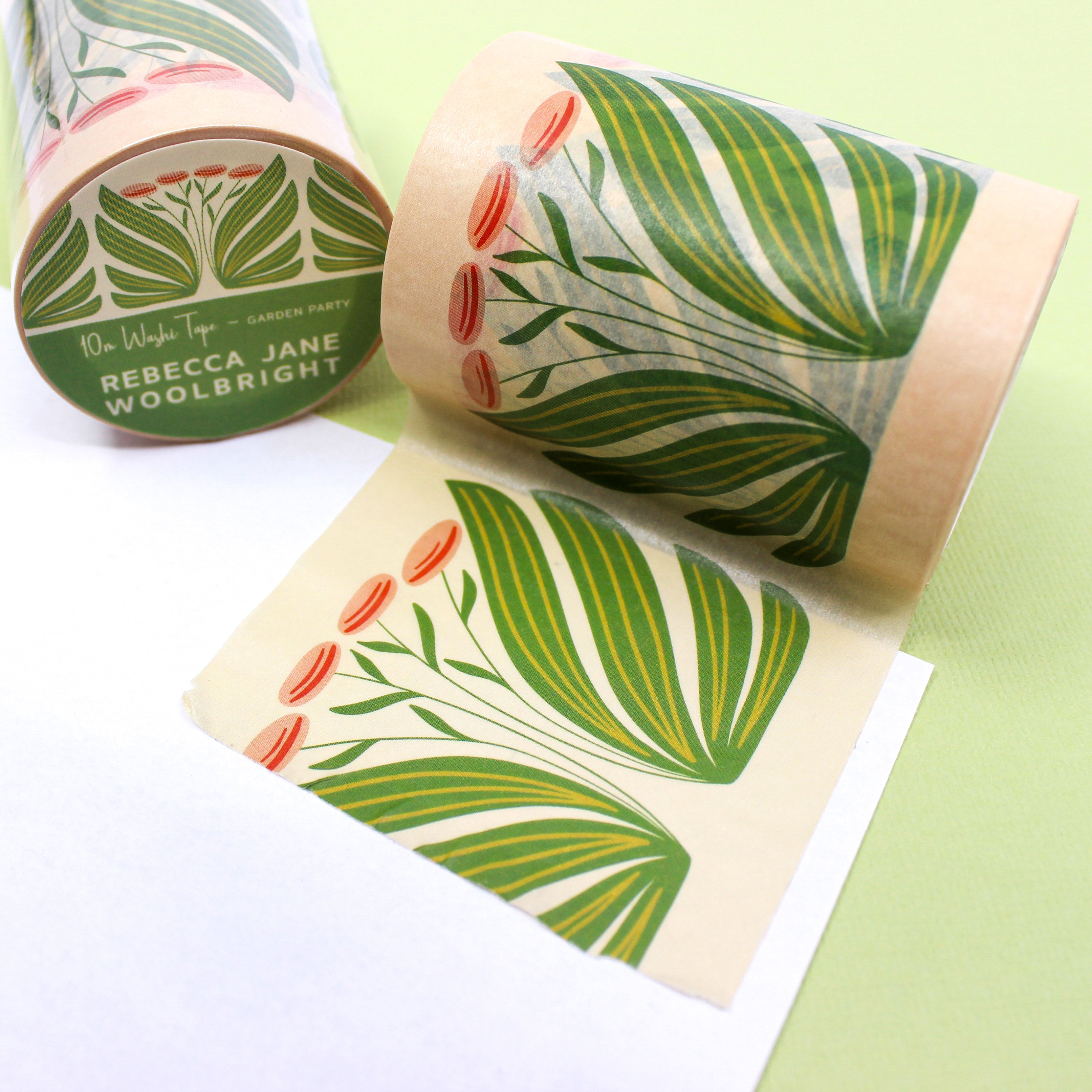 This is a green extra wide garden leaves view themed washi tape from BBB Supplies Craft Shop