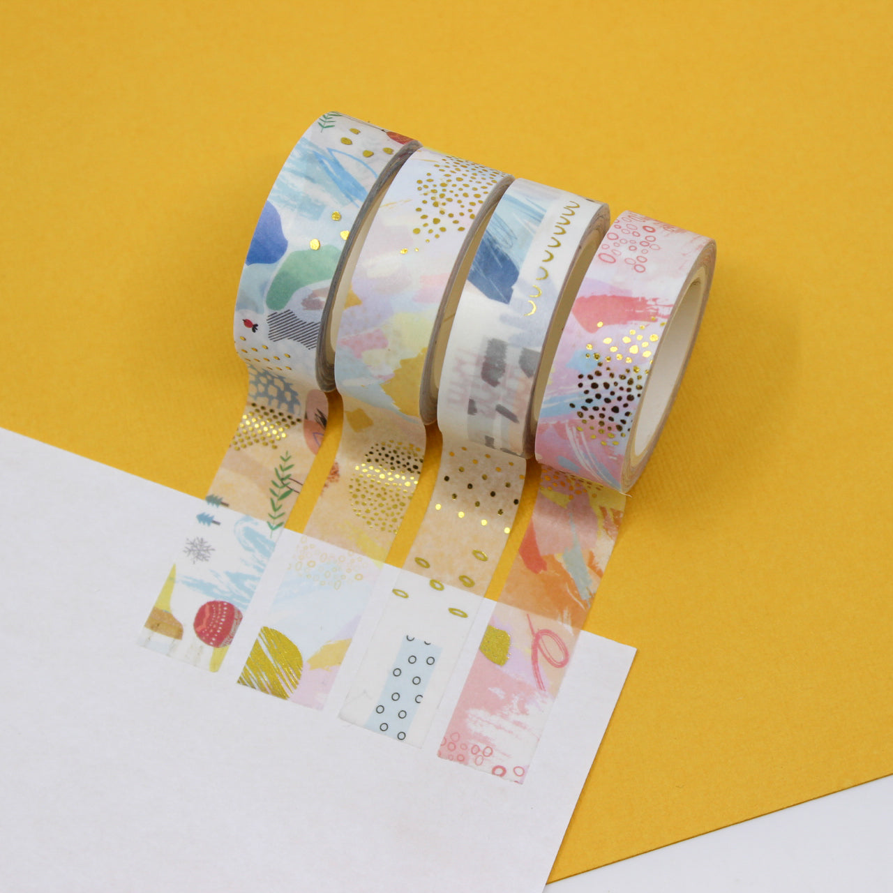 Pink Flowers with Gold Foil Washi Tape - Original Design