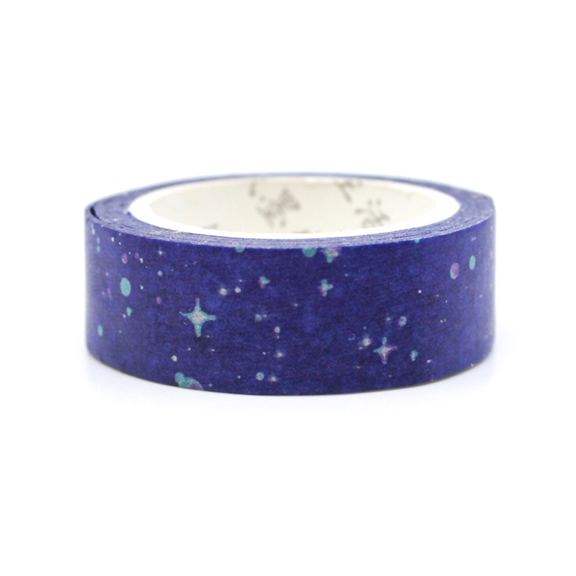 This starry night sky watercolor washi tape is the perfect addition to your washi collection. The simplicity of the pattern is perfect for accenting and matching any project's theme while adding a beautiful and interesting pattern. This tape is sold at BBB Supplies craft shop.