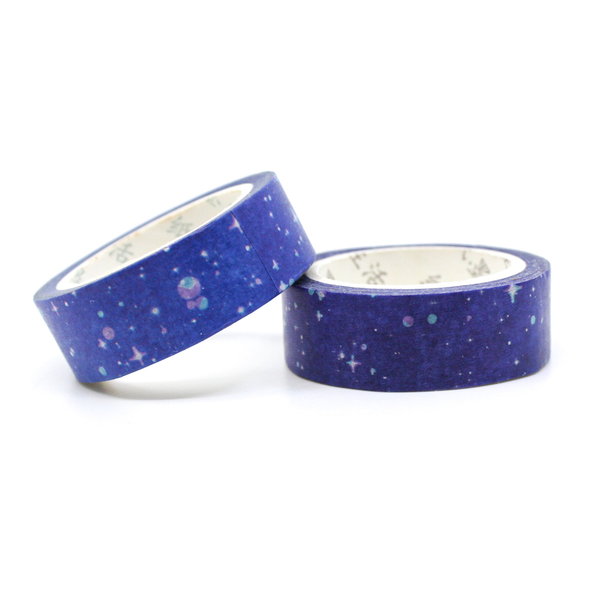 This starry night sky watercolor washi tape is the perfect addition to your washi collection. The simplicity of the pattern is perfect for accenting and matching any project's theme while adding a beautiful and interesting pattern. This tape is sold at BBB Supplies craft shop.