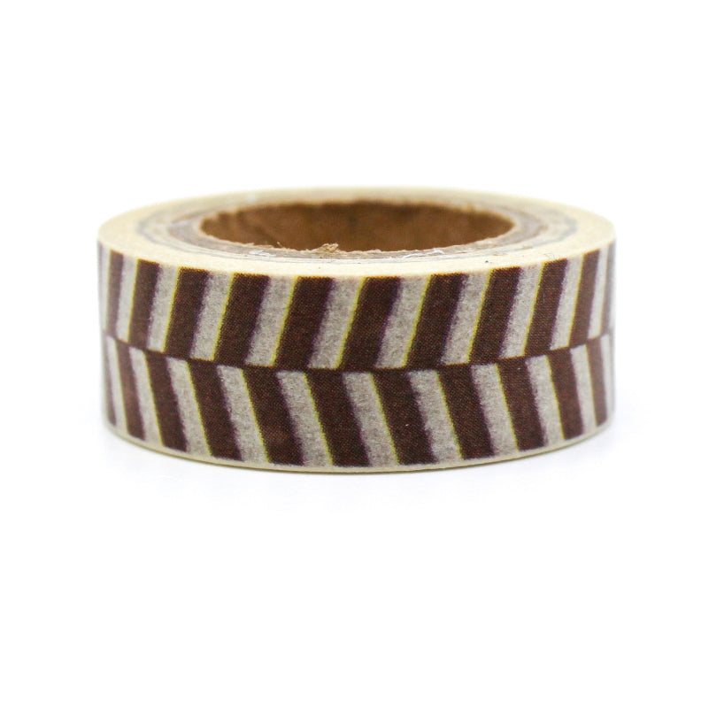 This fun and unique chevron pattern resembles a zipper. It will make a super cute addition to your washi collection. We sell this style of chevron tape in Yellow, brown and grey in our shop. This tape is sold at BBB Supplies Craft Shop.