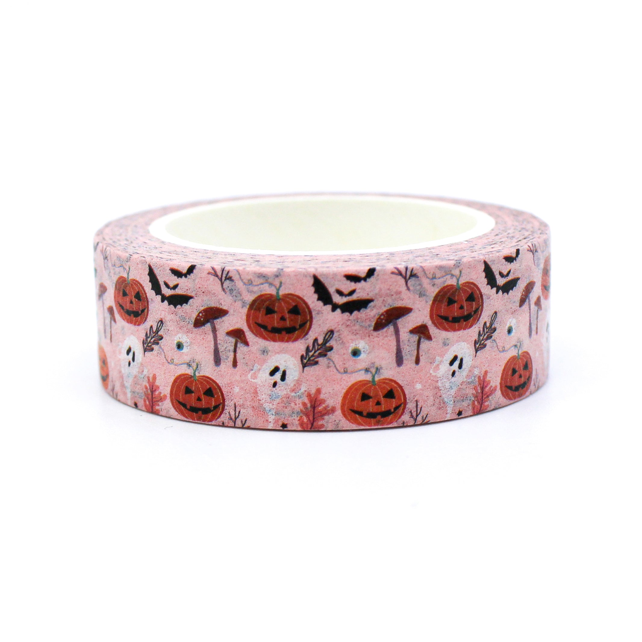 This is a view of spooky pumpkin ghost and mushrooms pattern washi tape from BBB Supplies Craft Shop