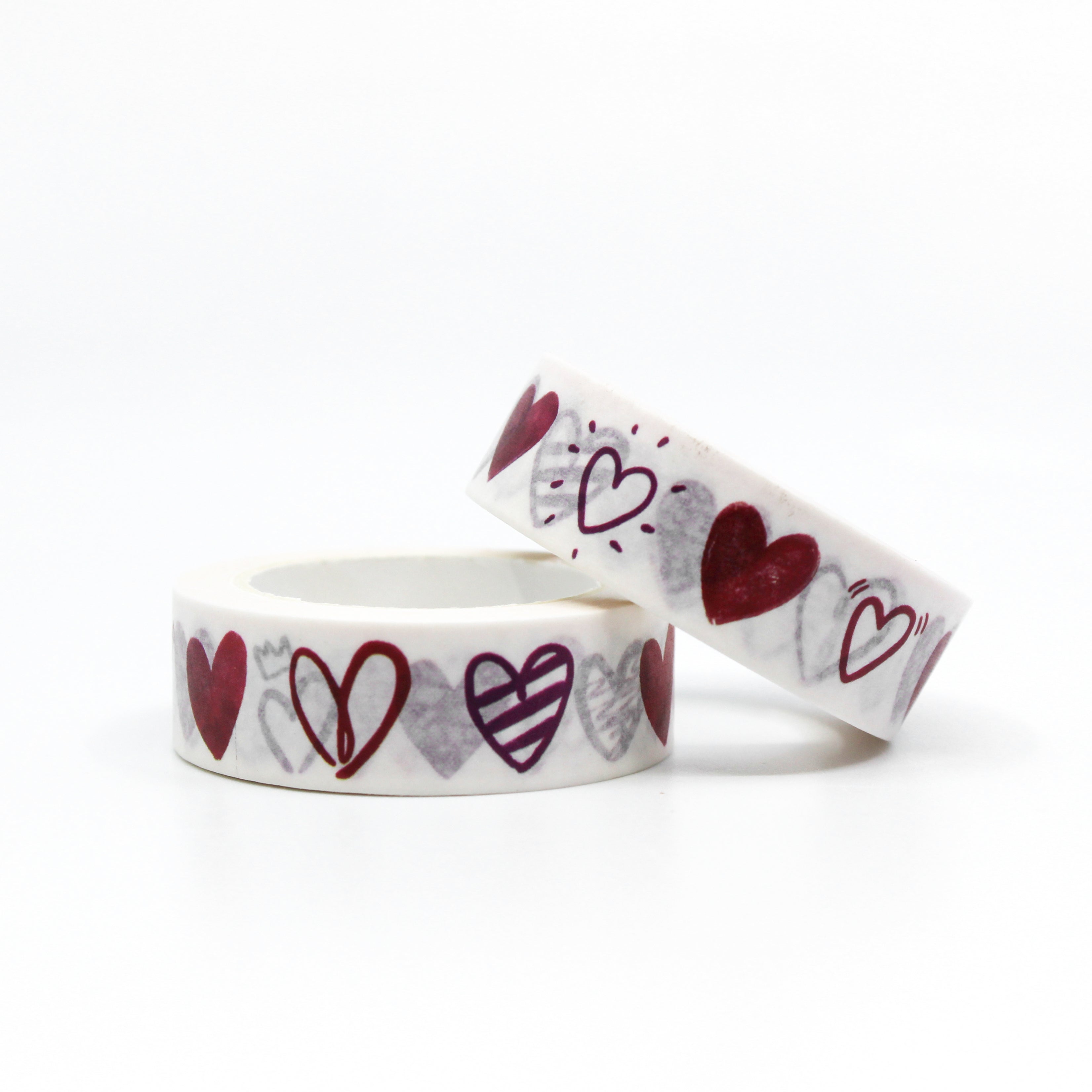 This is a nice red sketchy hearts washi tapes from BBB Supplies Craft Shop