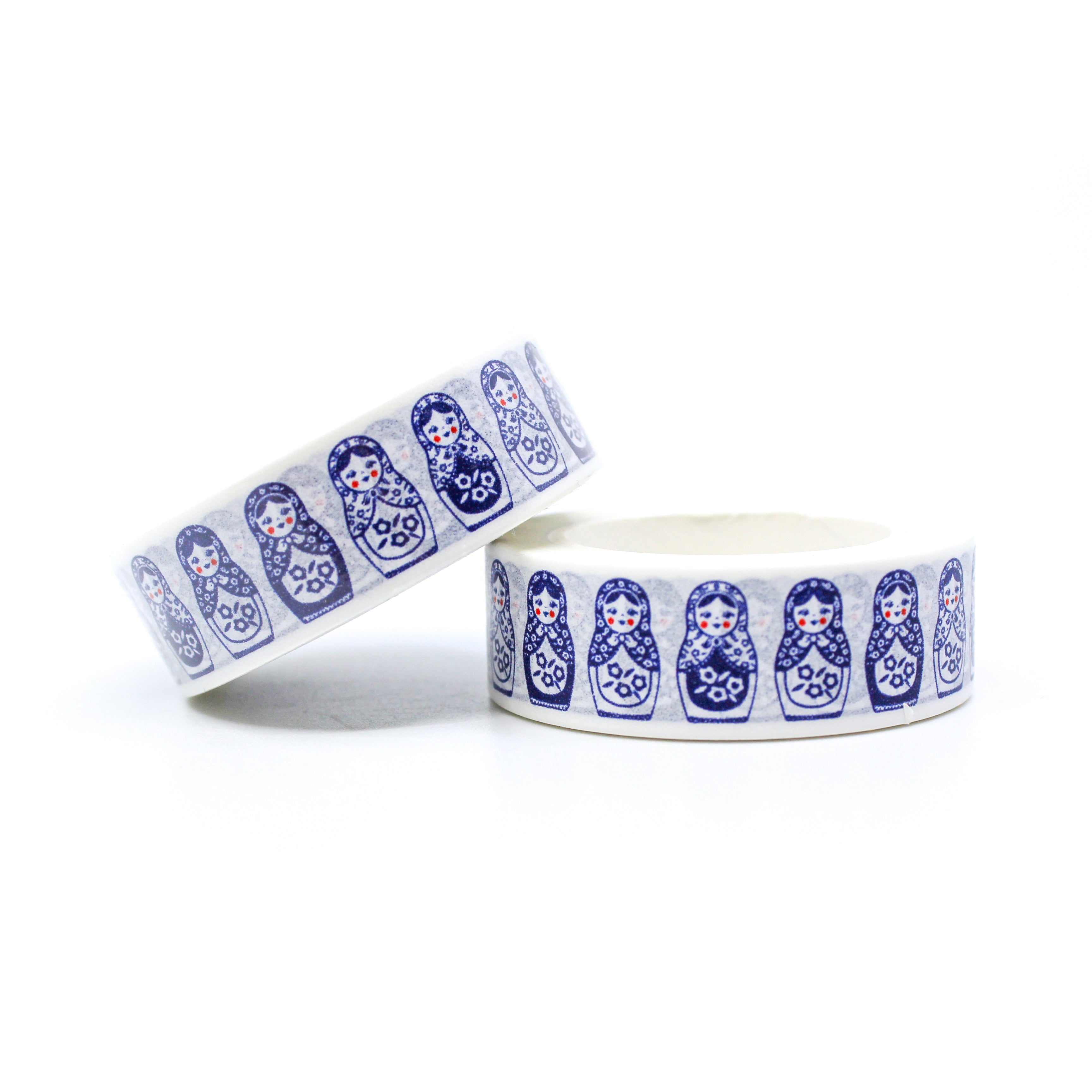 This is a cute blue Matryoshka dolls pattern washi tape for Journal Supplies, Scrapbooking washi tapes from BBB Supplies Craft Shop
