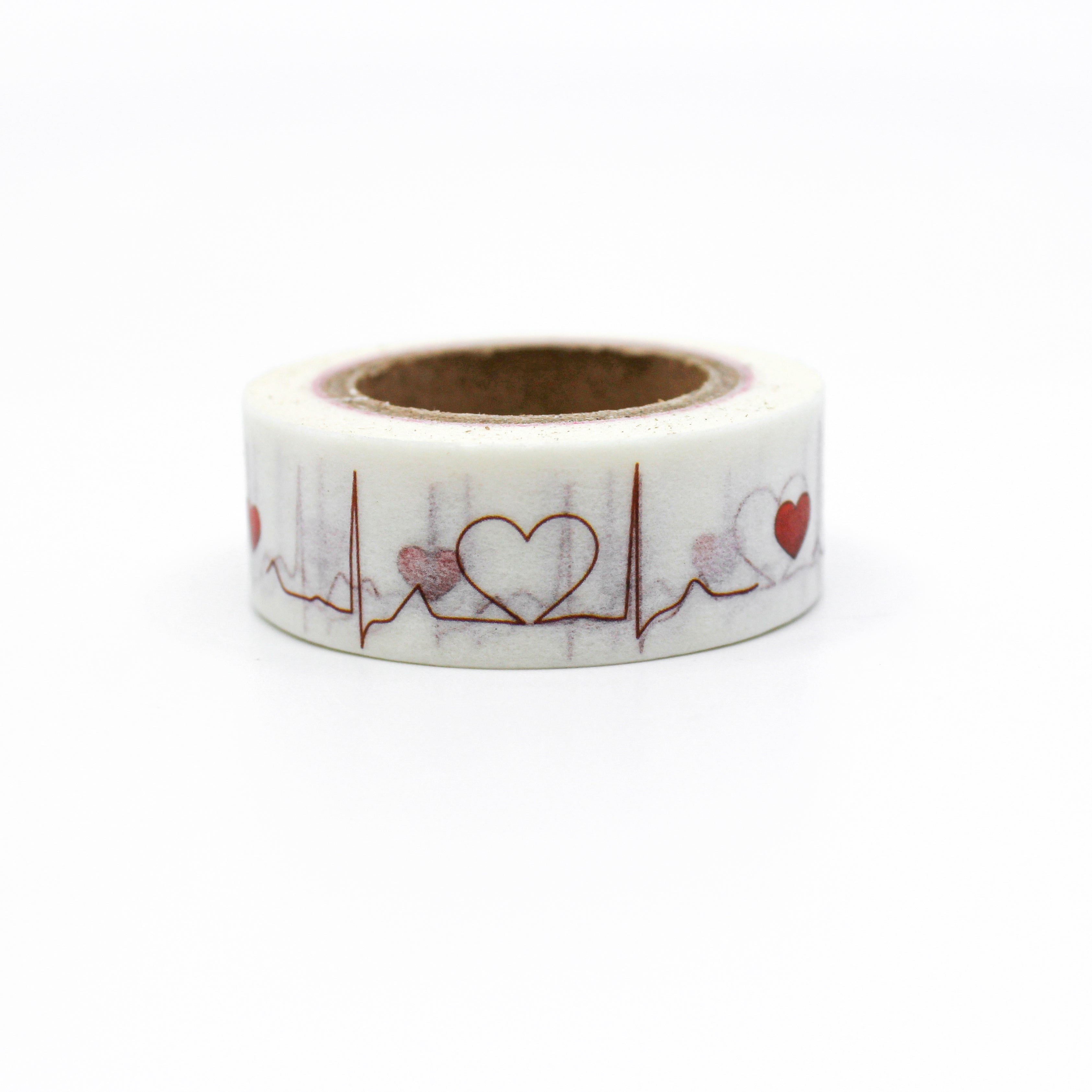 This is a fun heart beat in a white background pattern washi tape from BBB Supplies Craft Shop