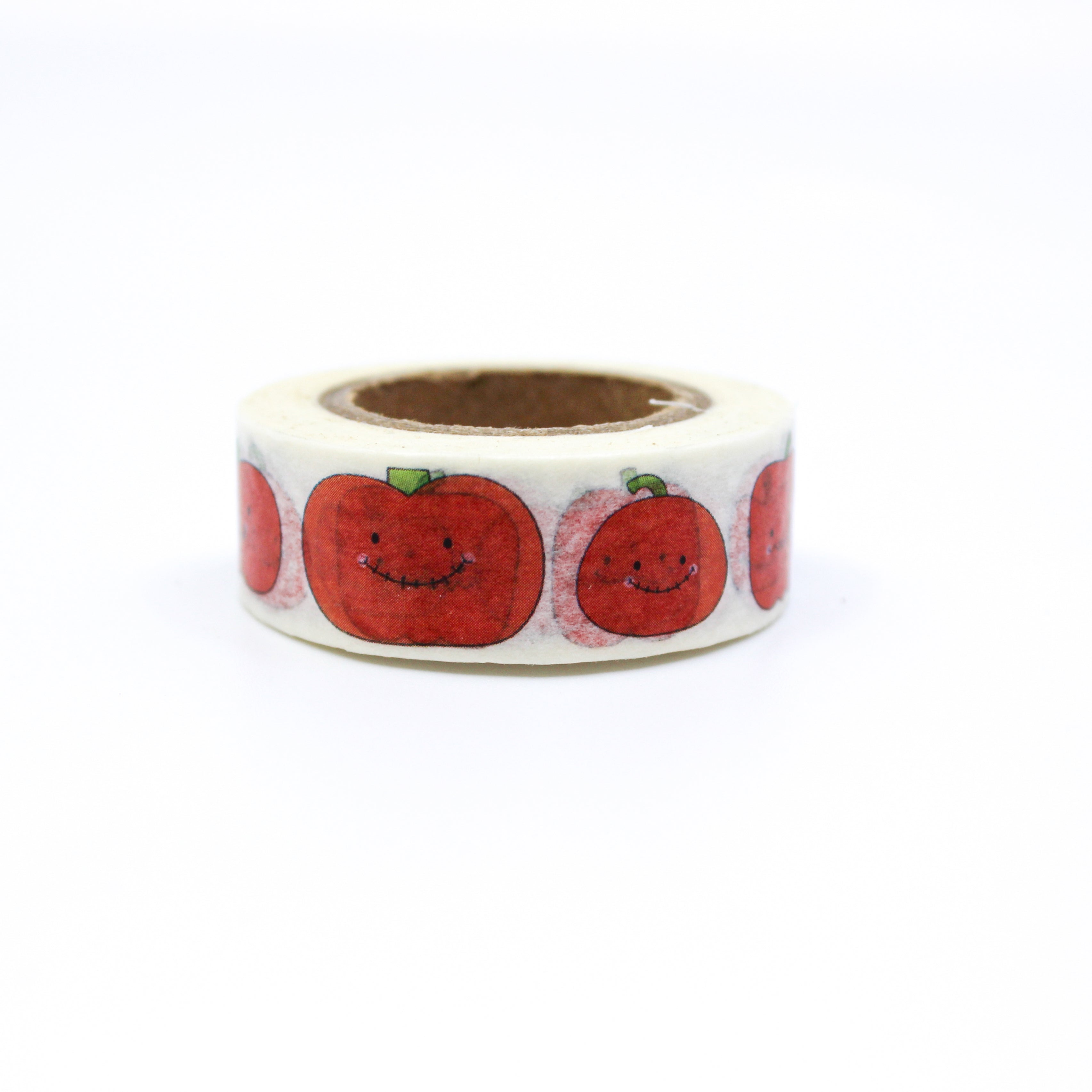 This is orange color of pumpkins smiling with white background washi tape from BBB Supplies Craft Shop