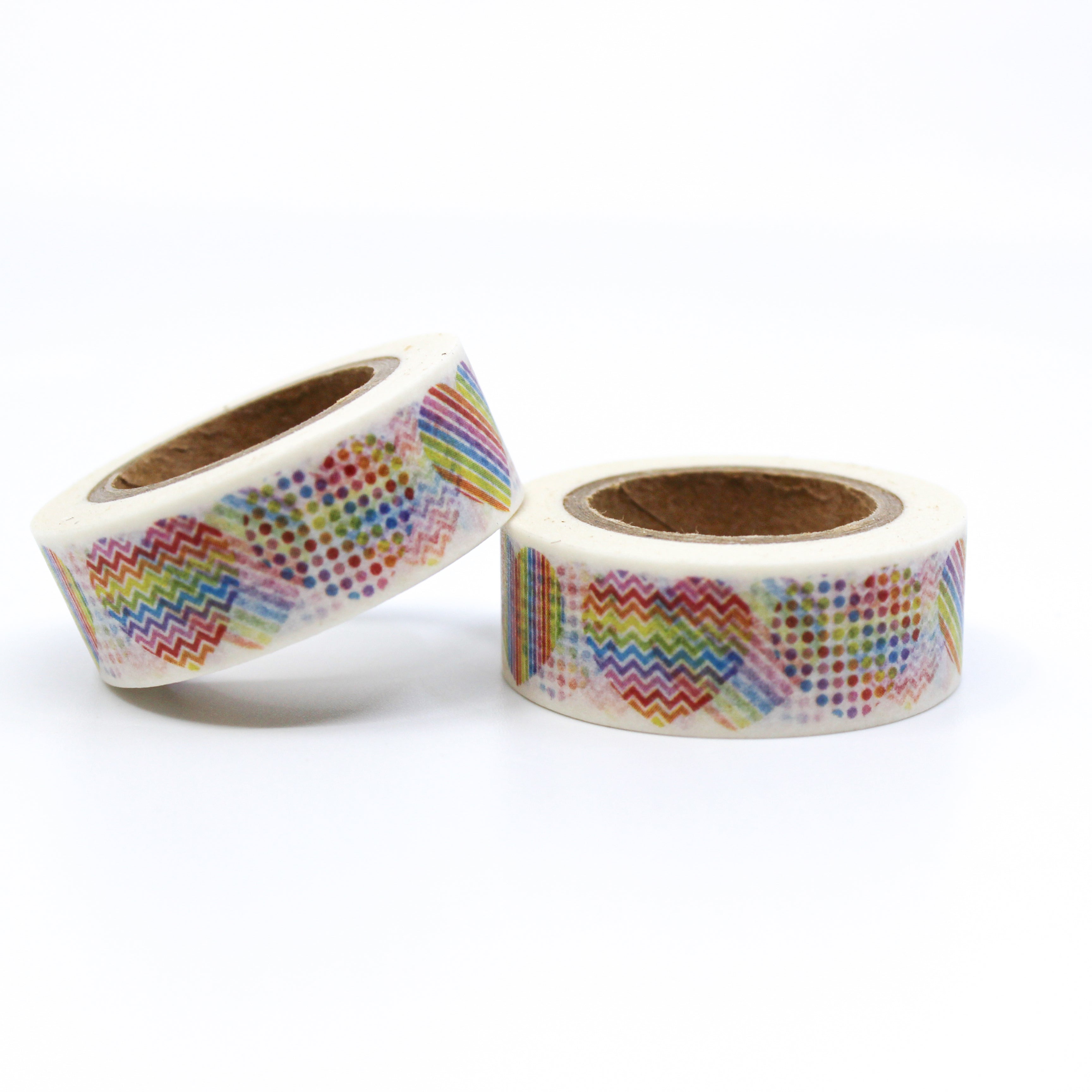 This is a rainbow color multi hearts pattern for Journal Supplies, Scrapbooking washi tapes from BBB Supplies Craft Shop