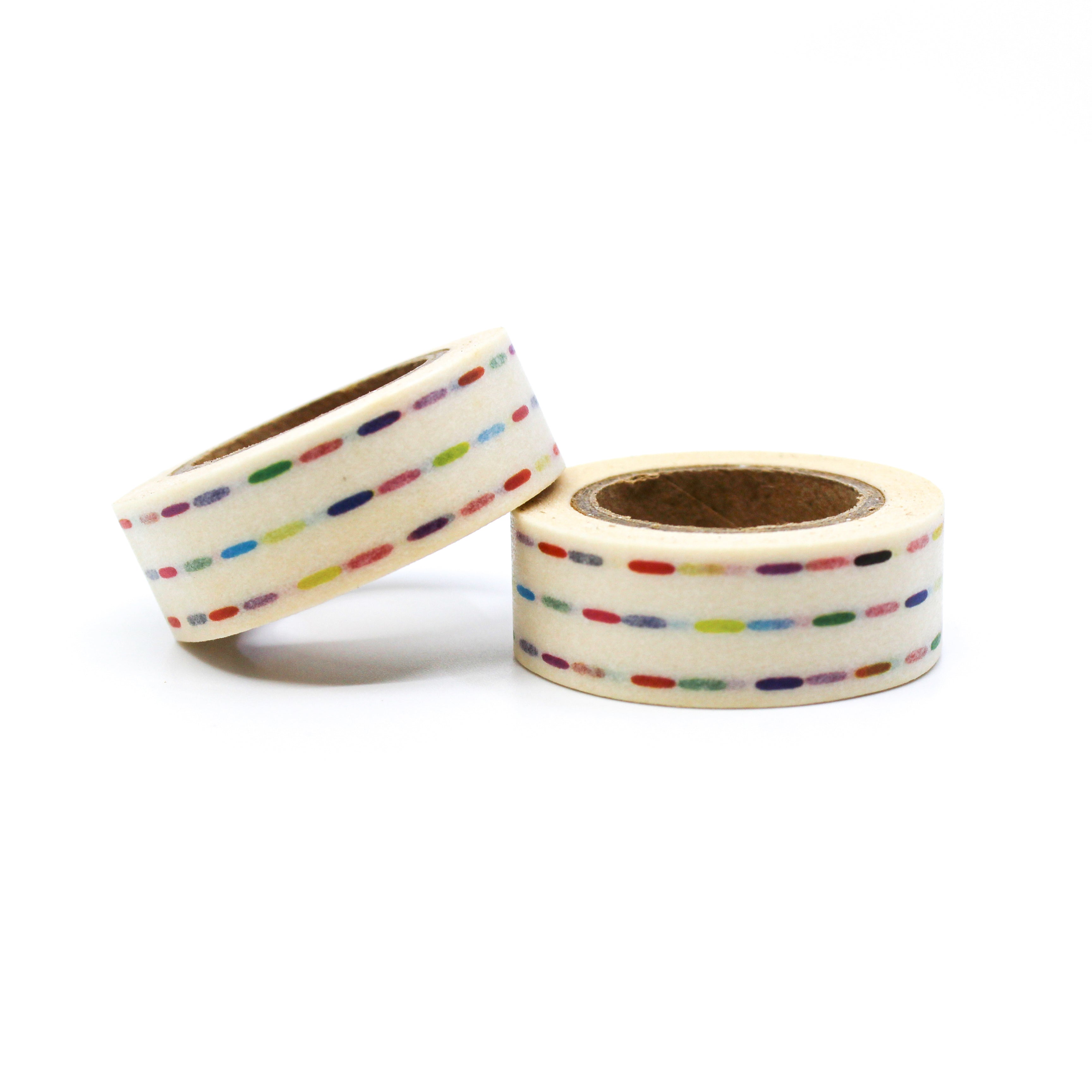This is a rainbow color dashed lines or dots for Journal Supplies, Scrapbooking washi tapes from BBB Supplies Craft Shop
