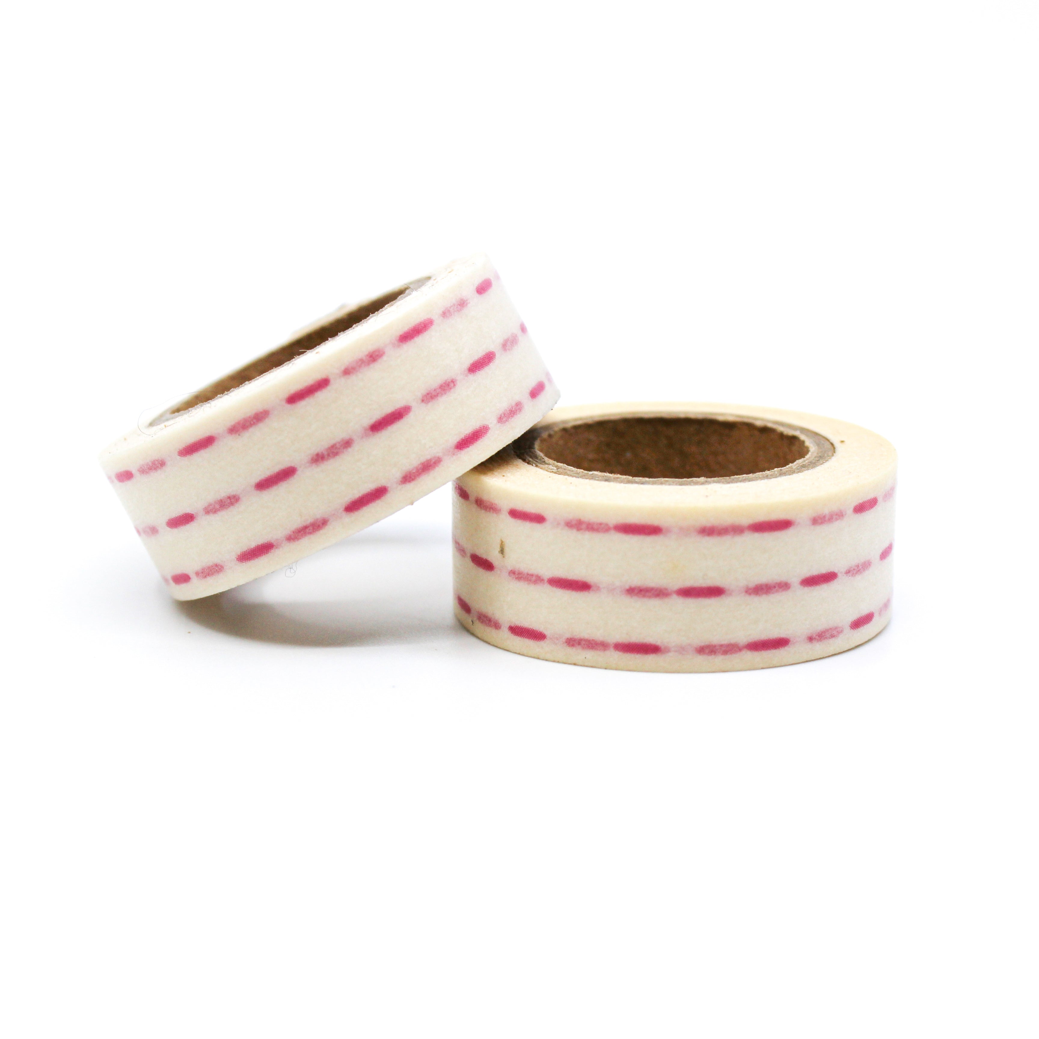 This is a pink dashed lines or dots for Journal Supplies, Scrapbooking washi tapes from BBB Supplies Craft Shop