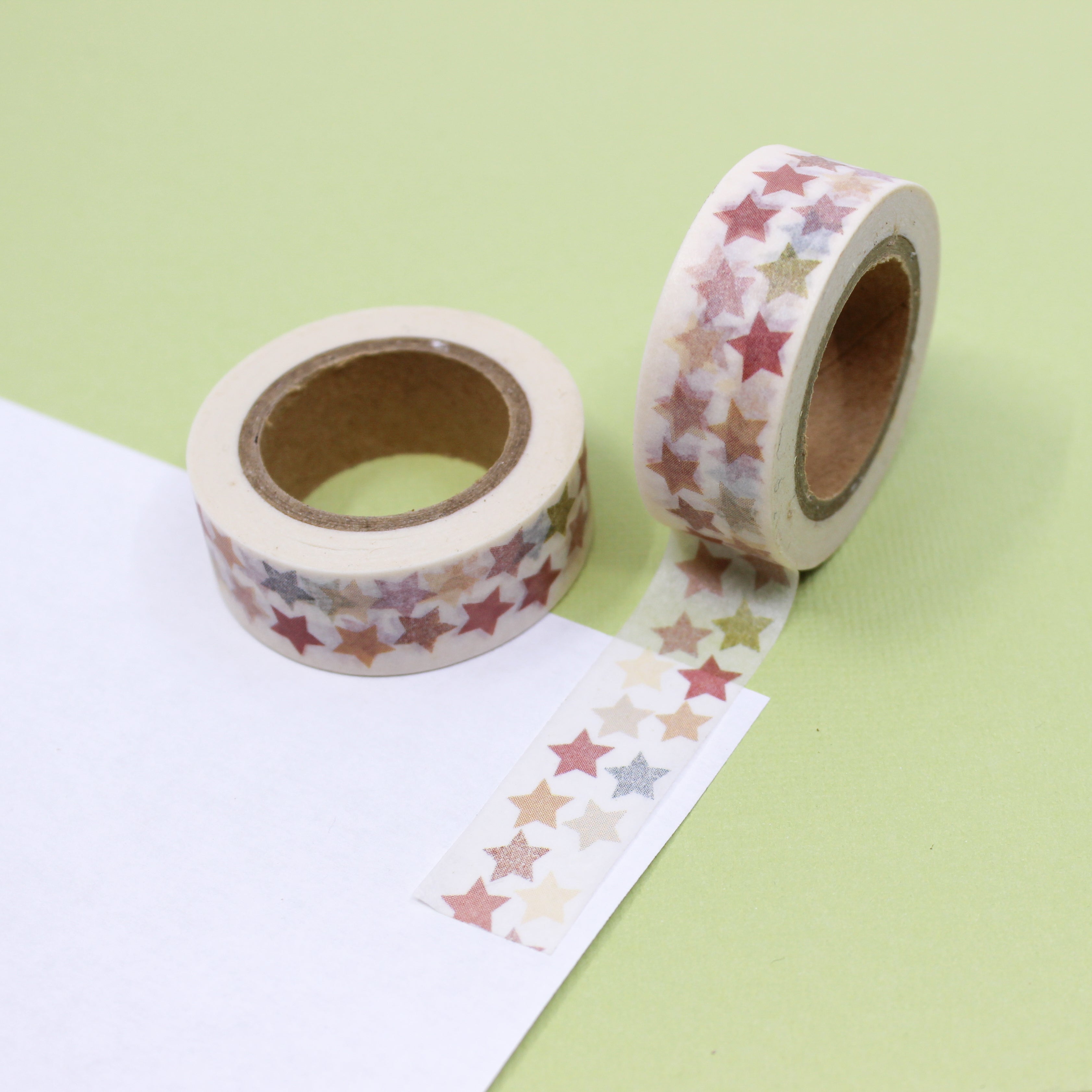 This is multi color tan stars themed washi tape from BBB Supplies Craft Shop