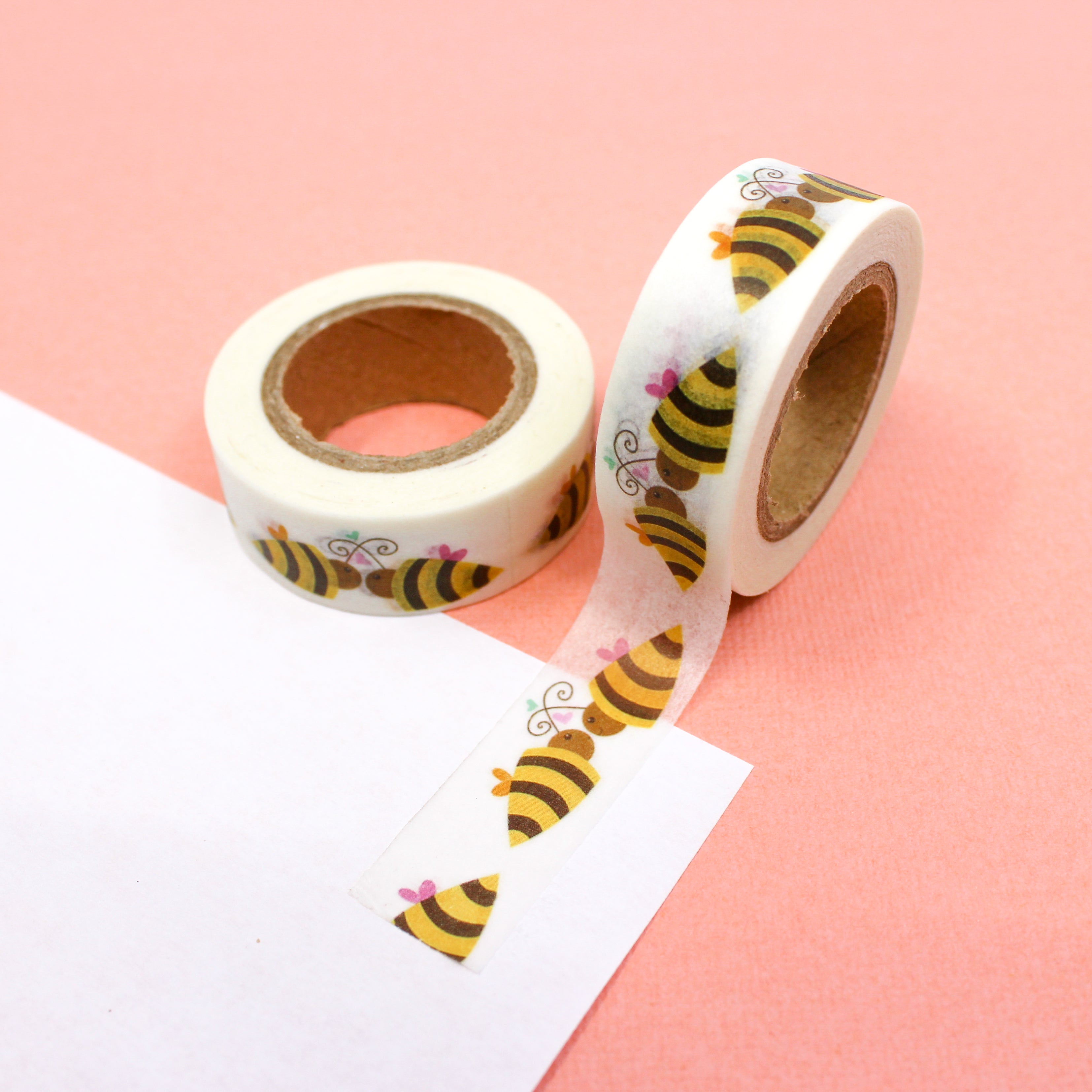 This is a yellow and black stripe bumble bee washi tape from BBB Supplies Craft Shop