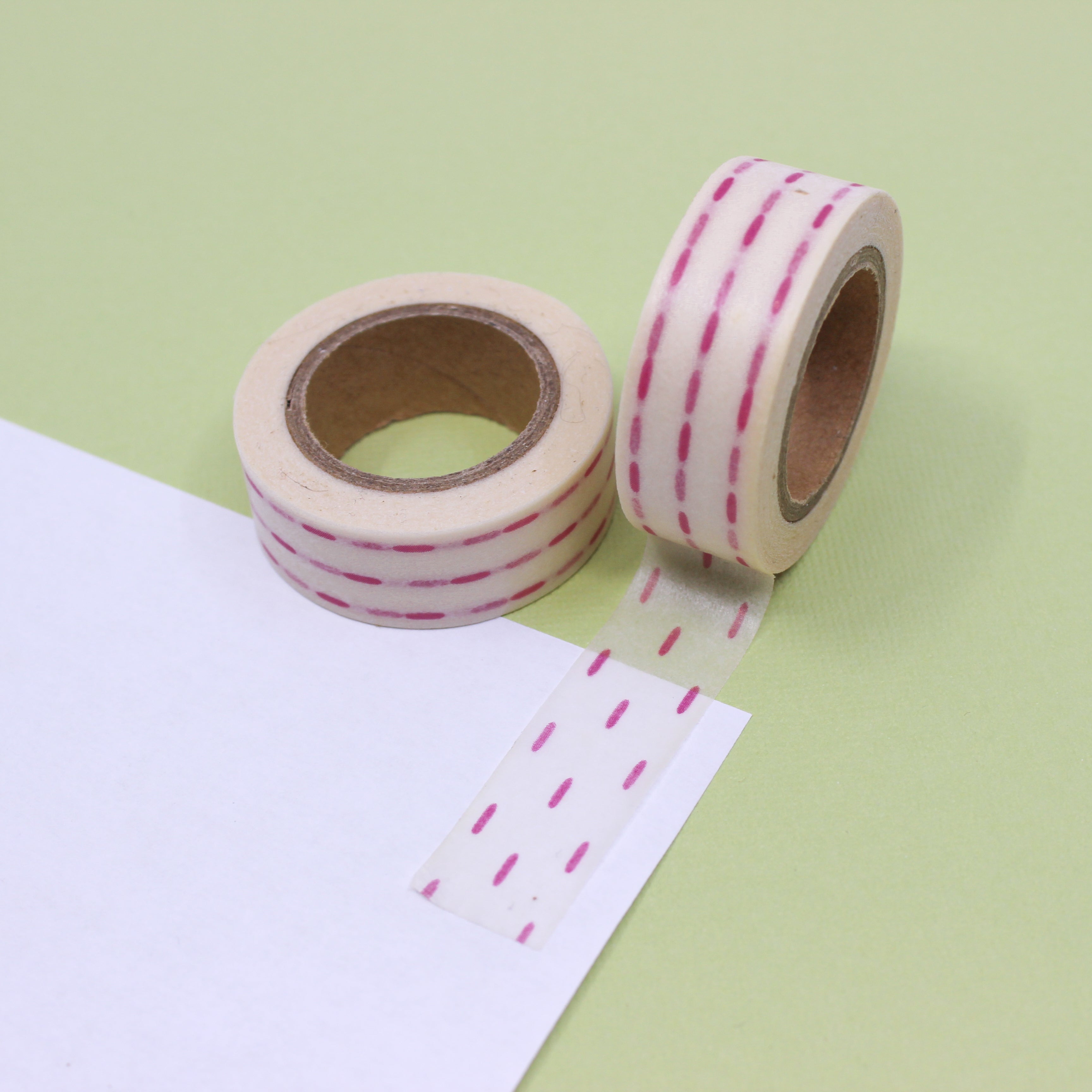 This is a pink dashed lines or dots pattern washi tape from BBB Supplies Craft Shop