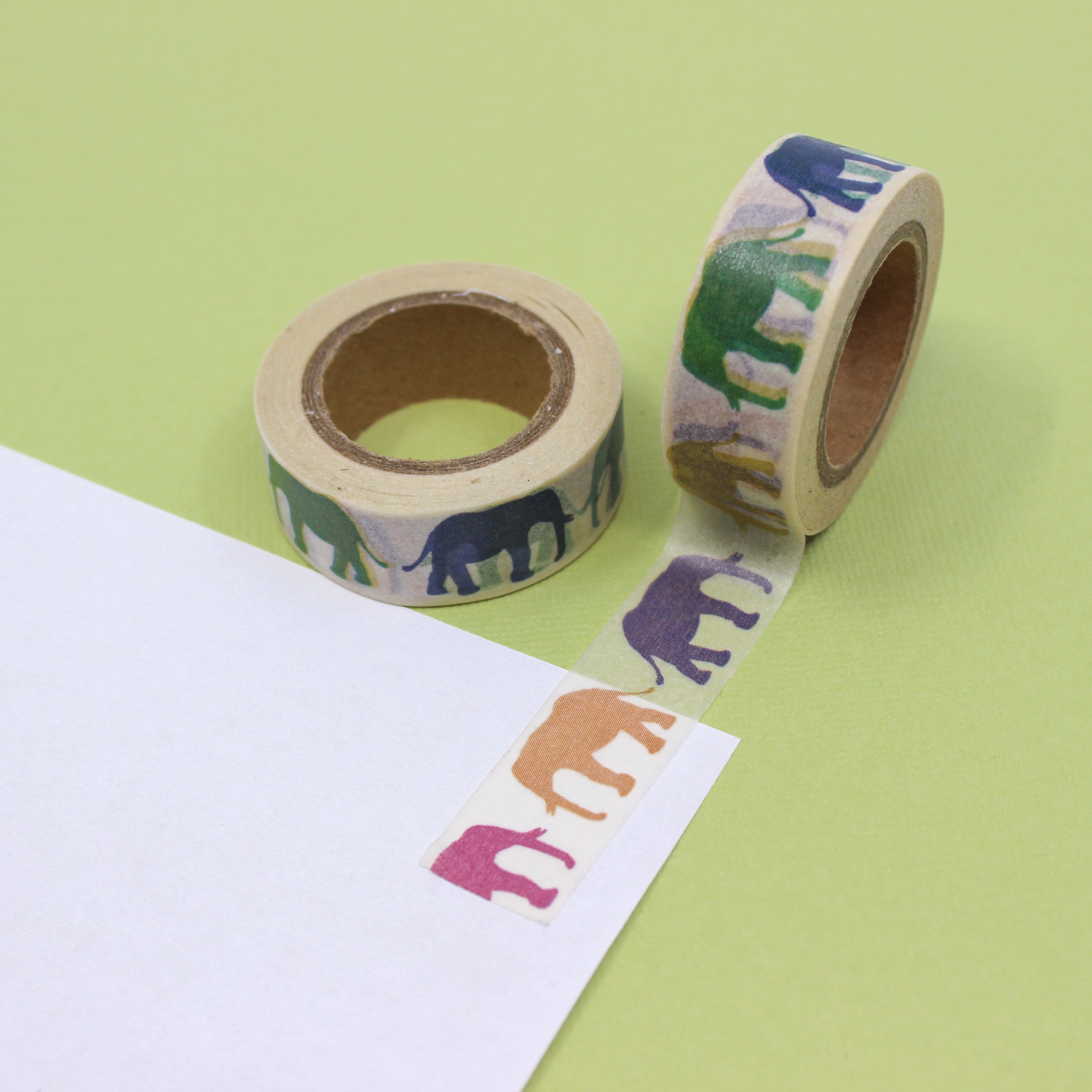 This is purple, blue and pink elephants pattern washi tape from BBB Supplies Craft Shop
