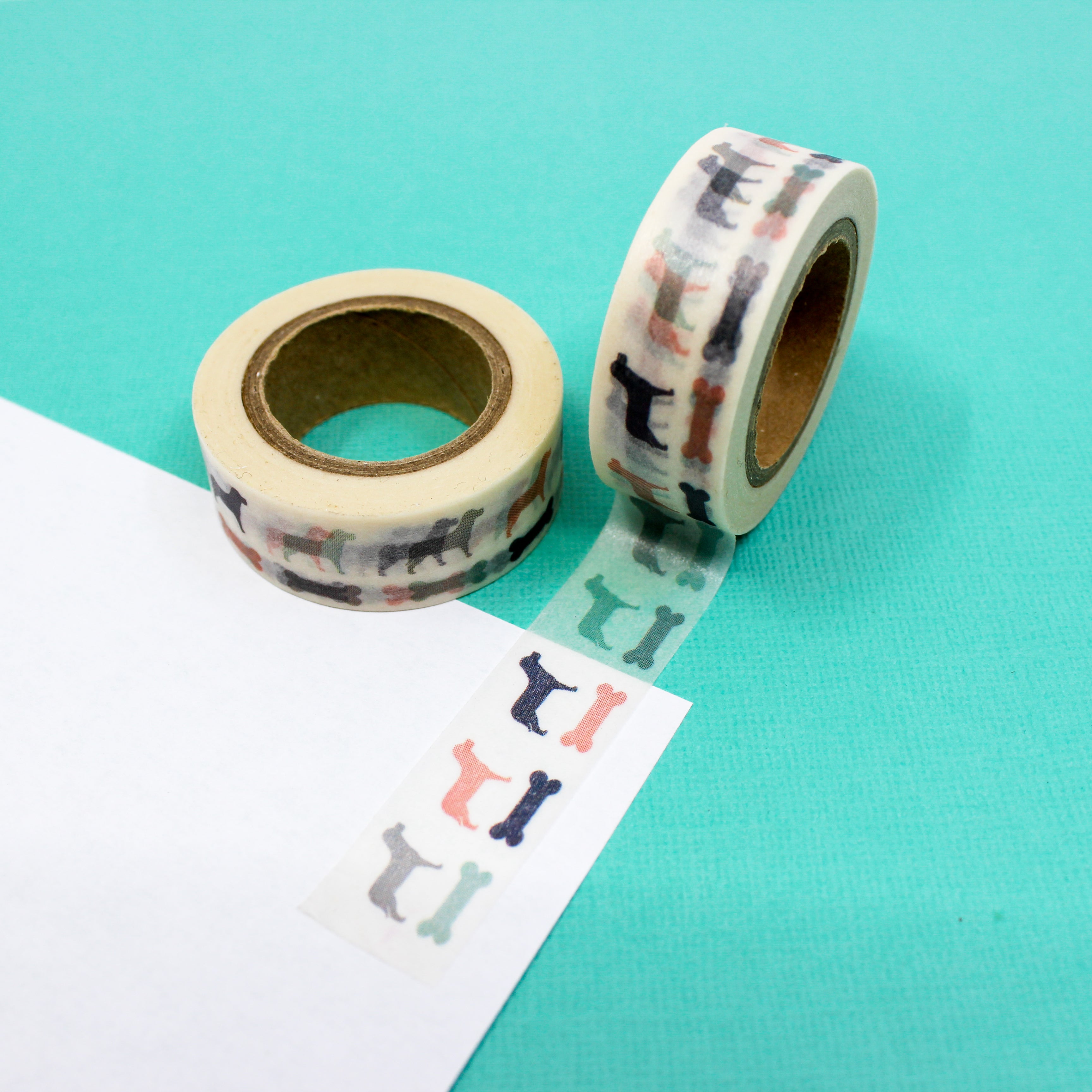 This is a colorful dogs and bone view themed washi tape from BBB Supplies Craft Shop