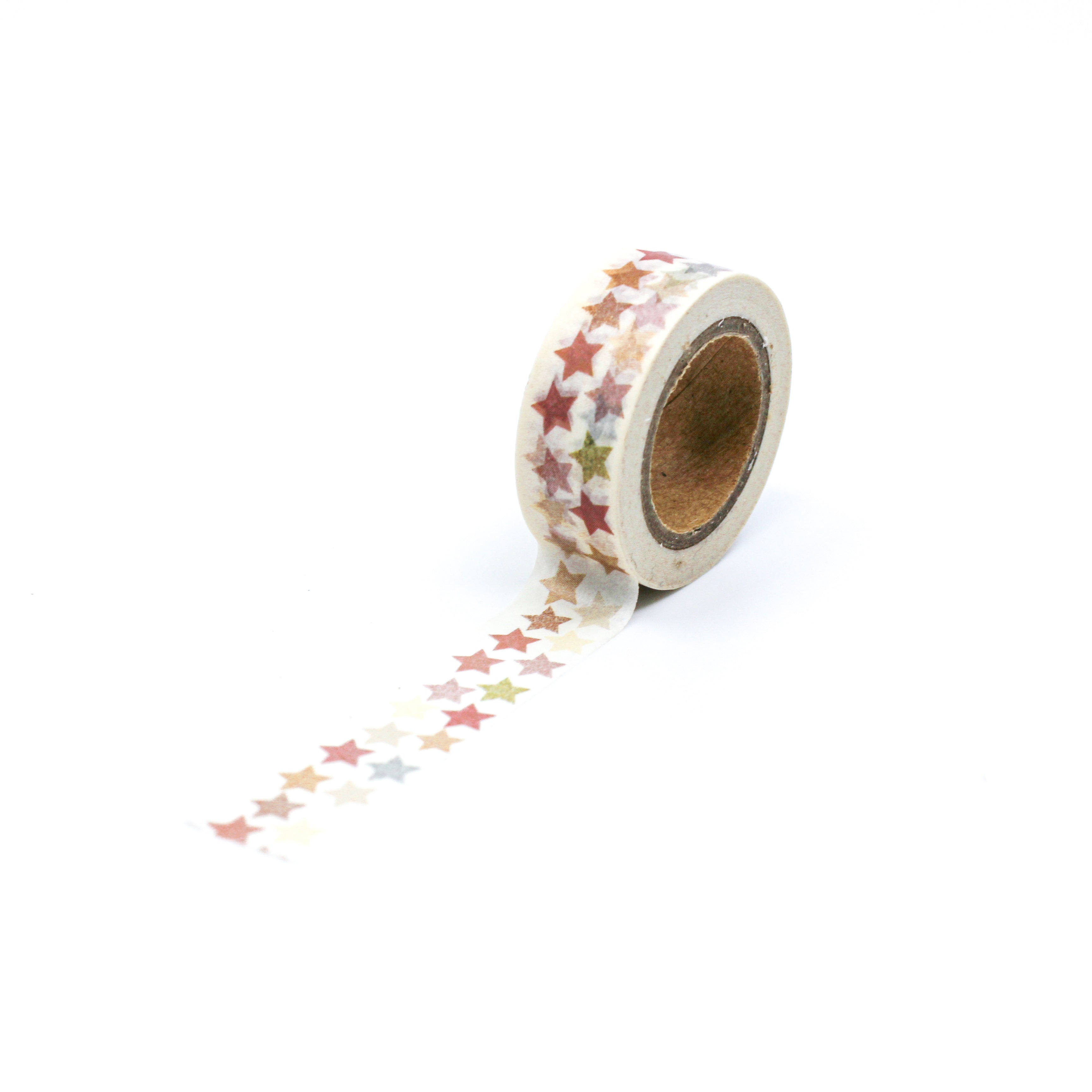 This is a full pattern repeat view of colorful twinkle stars washi tape BBB Supplies Craft Shop
