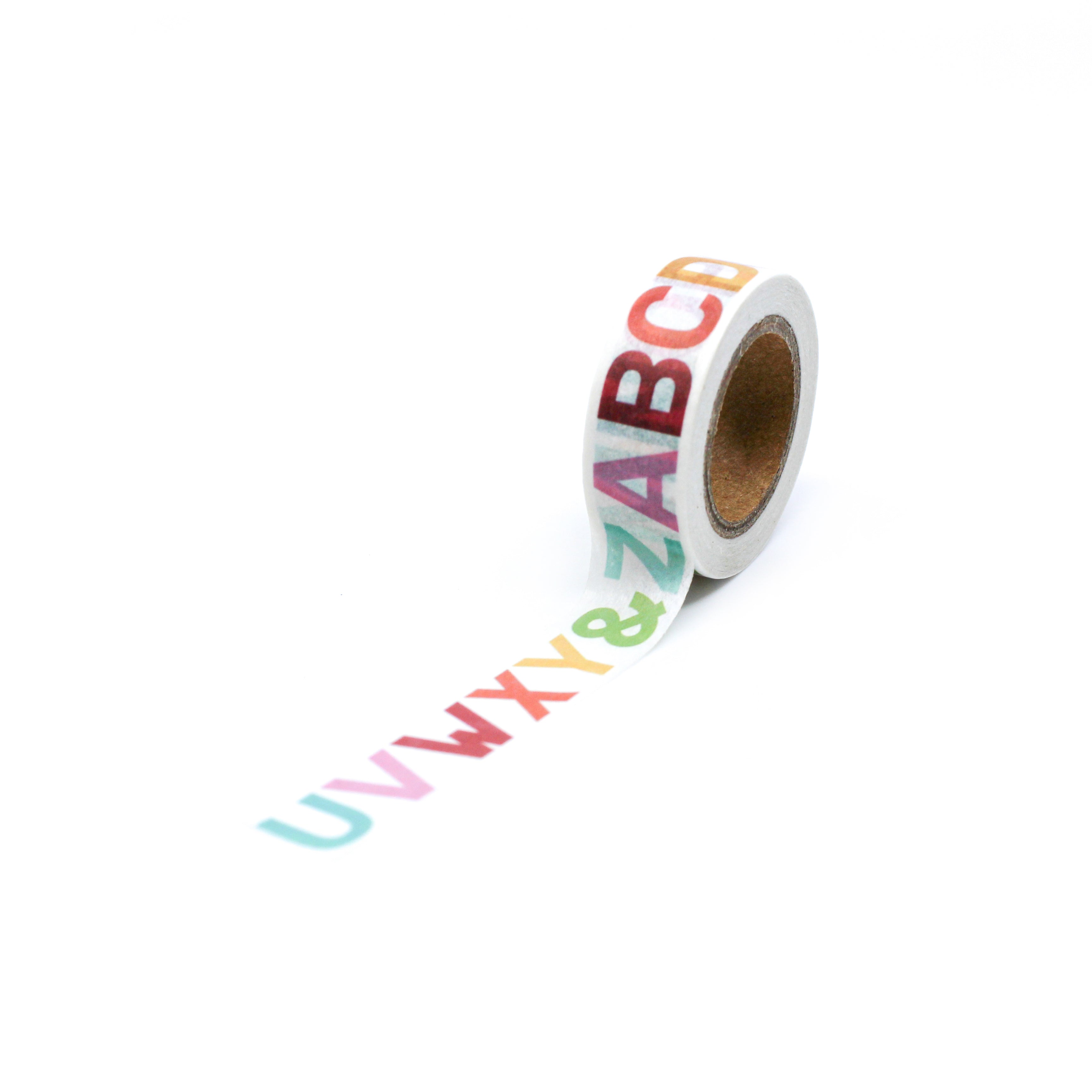 This is a full pattern repeat view of colorful alphabet letters washi tape BBB Supplies Craft Shop